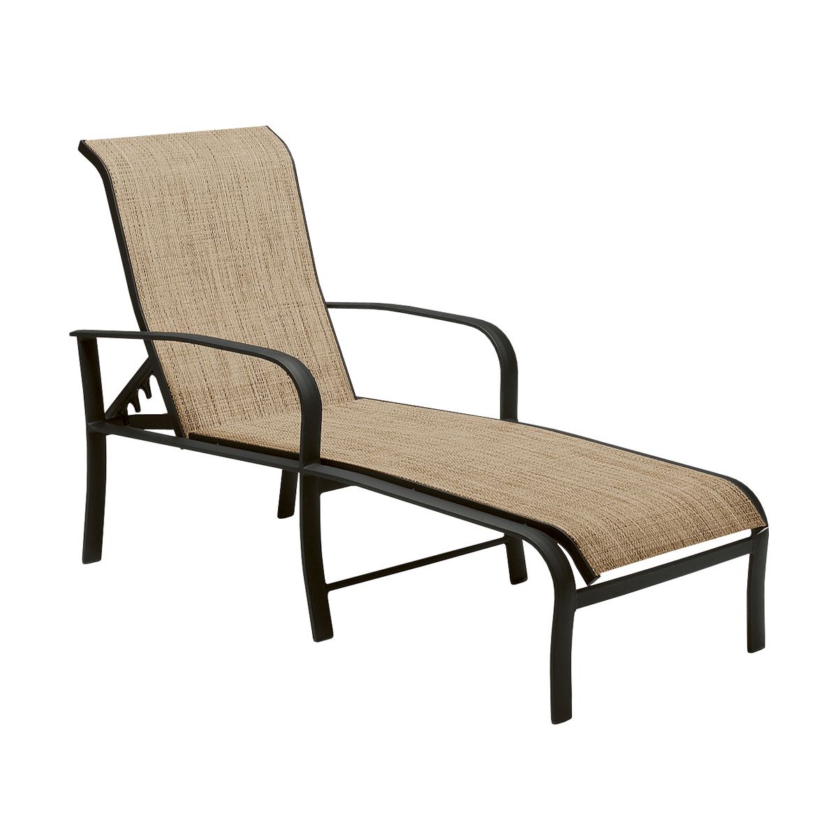 Woodard Fremont Sling Adjustable Chaise Lounge, Aged Teak, Augustine Alloy (Grade A), Grade A Fabric, Garden Chairs, Chaises, Fremont, Aluminum, Chaise Lounge, Curved, Outdoor