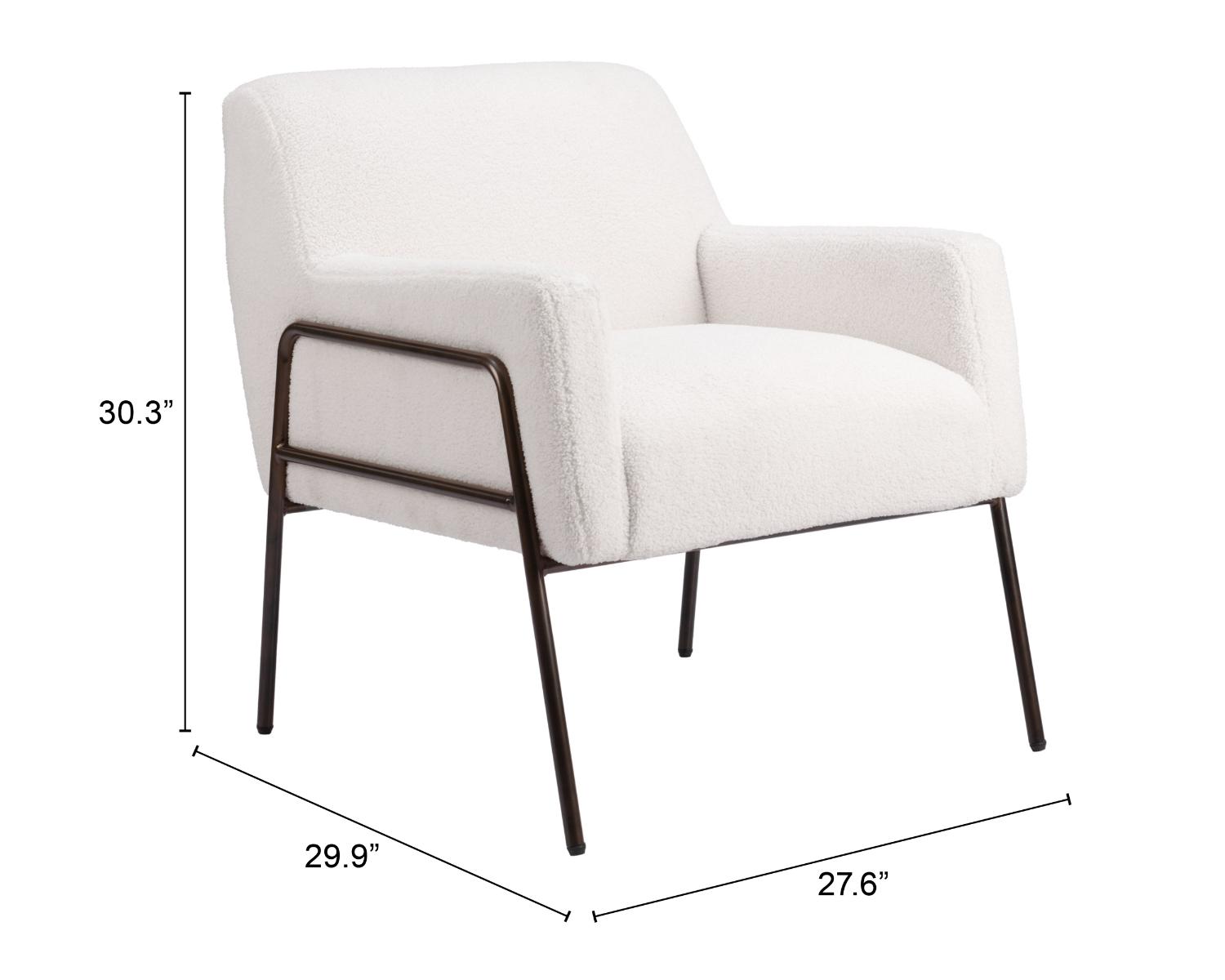 Zuo Modern Charleston Accent Chair in Cream/Gray