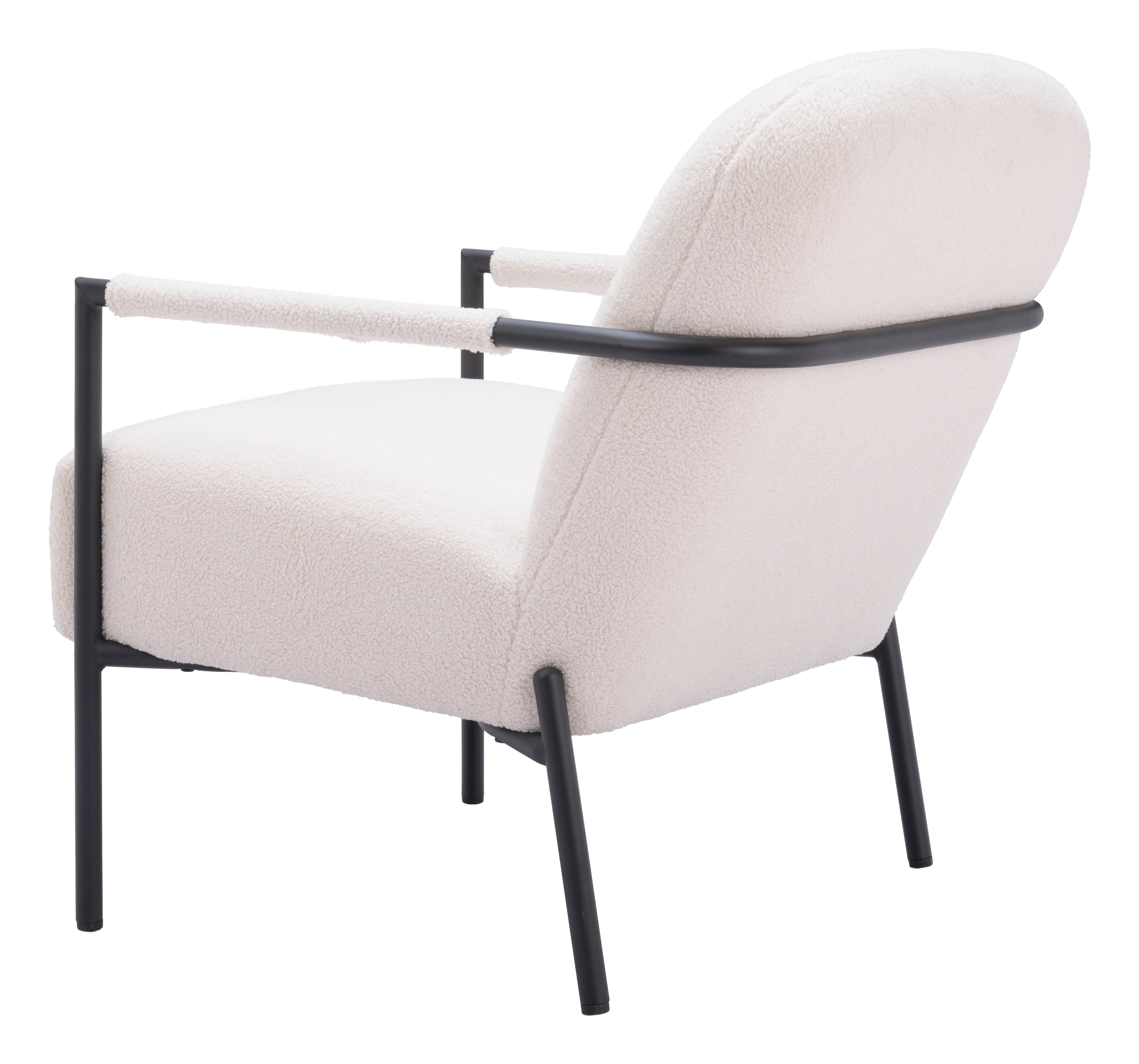Zuo Modern Chicago Accent Chair Ivory, Accent Chairs, Fabric, Plywood, Polyester, Steel, Curved, 4 Legs, Indoor