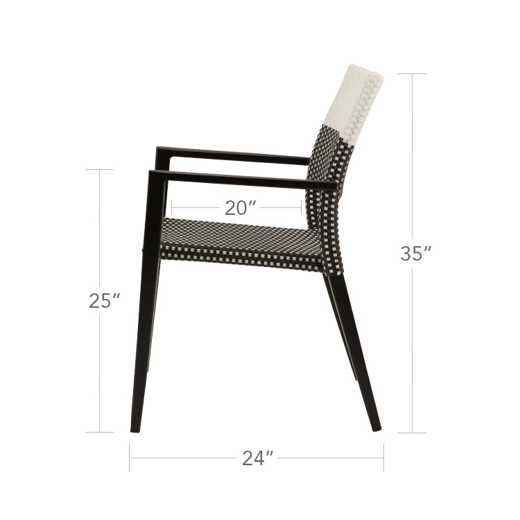 DecoScapes Chloe Dining Arm Chair With Espresso And White Wicker With Espresso Frame