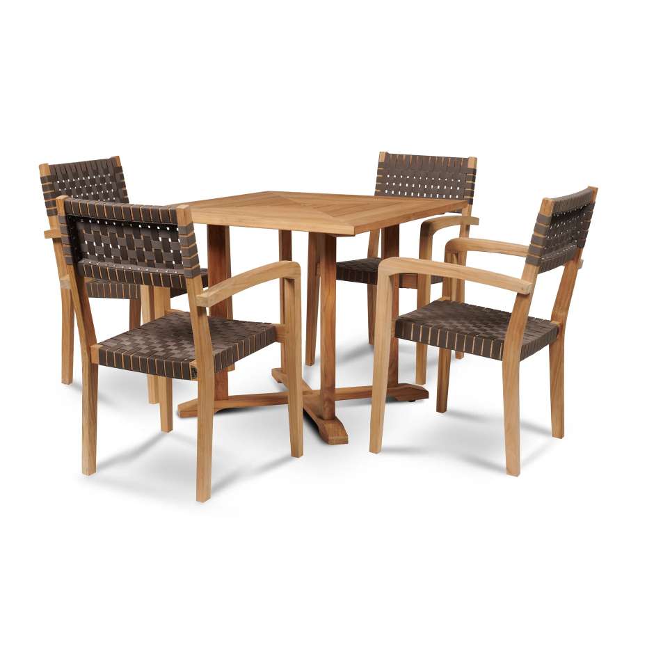 Curated Maison Clairene Teak Outdoor Dining Stacking Armchair (Set of 4)