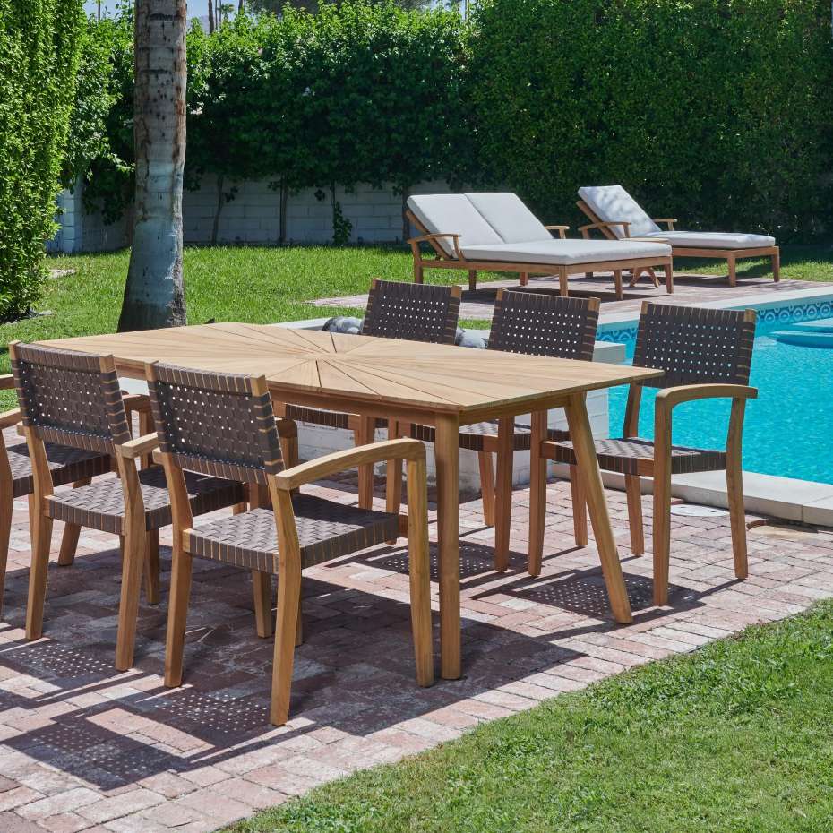 Curated Maison Clairene Teak Outdoor Dining Stacking Armchair (Set of 4)
