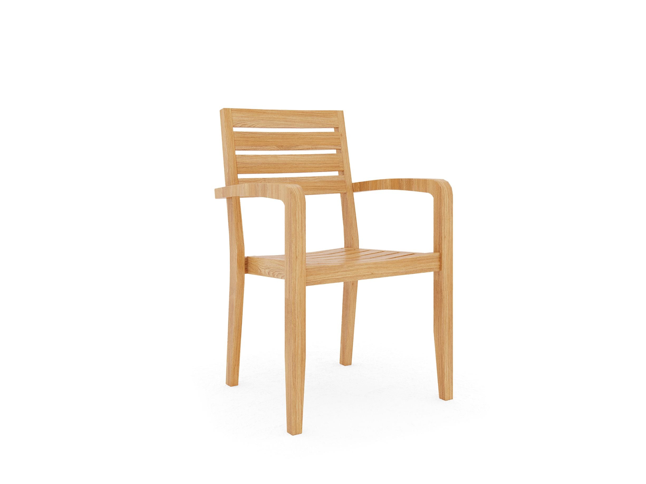 Curated MaisonFurniture Louvel Teak Outdoor Stacking Armchair (Set of 4)