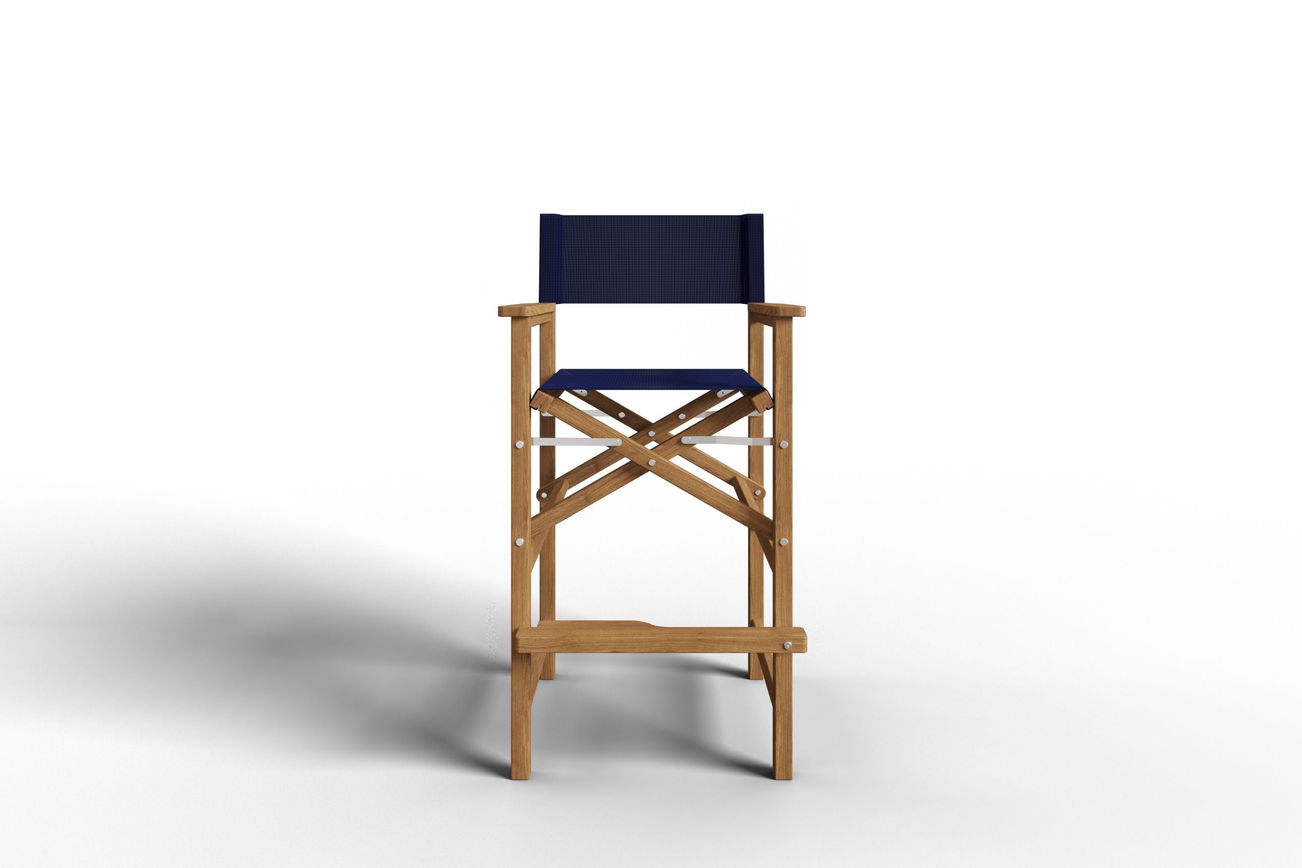 Curated MaisonFurniture Directeur Teak Outdoor Bar Height Stool with Dura Sling Back and Seat