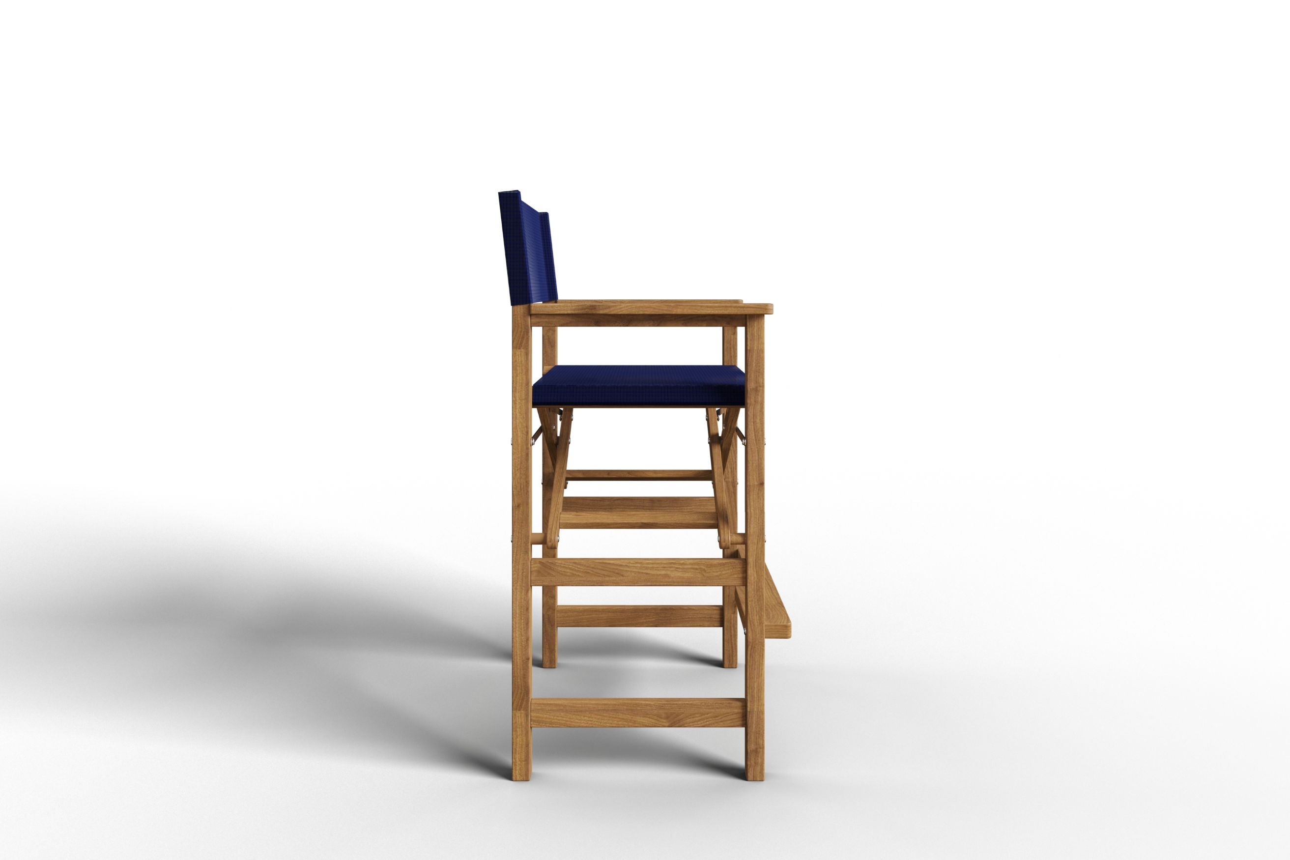 Curated MaisonFurniture Directeur Teak Outdoor Bar Height Stool with Dura Sling Back and Seat