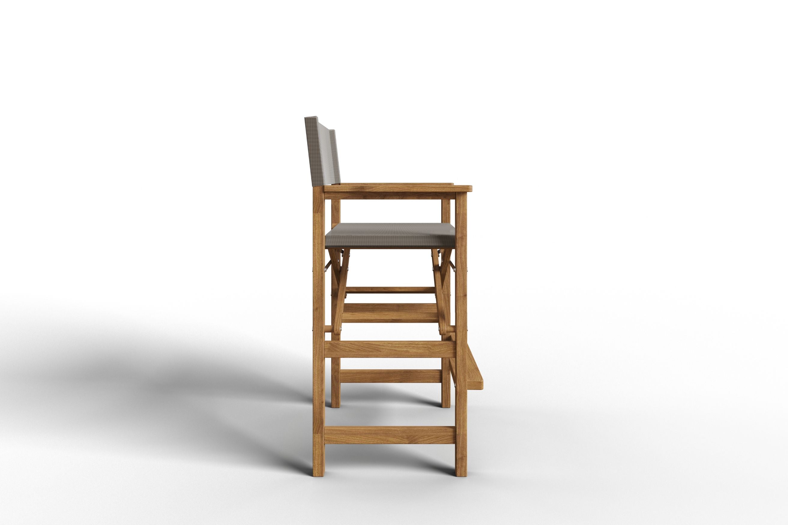 Curated MaisonFurniture Directeur Teak Outdoor Bar Height Stool with Dura Sling Back and Seat