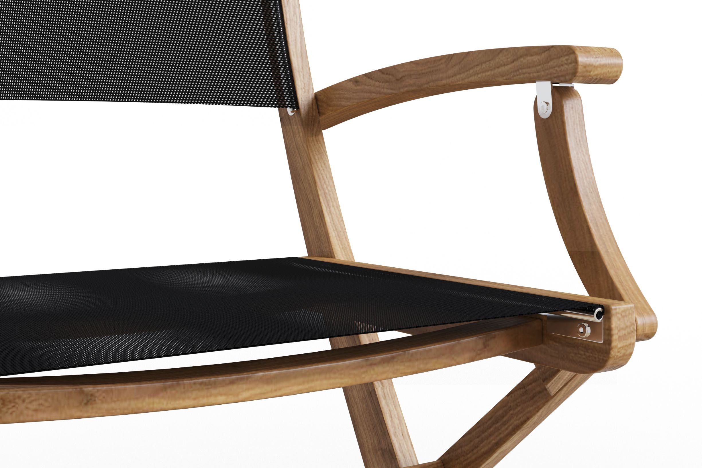 Curated MaisonFurniture Lucas Teak Outdoor Folding Armchair in Textilene Fabric