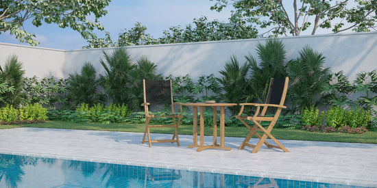 Curated MaisonFurniture Lucas Teak Outdoor Folding Armchair in Textilene Fabric