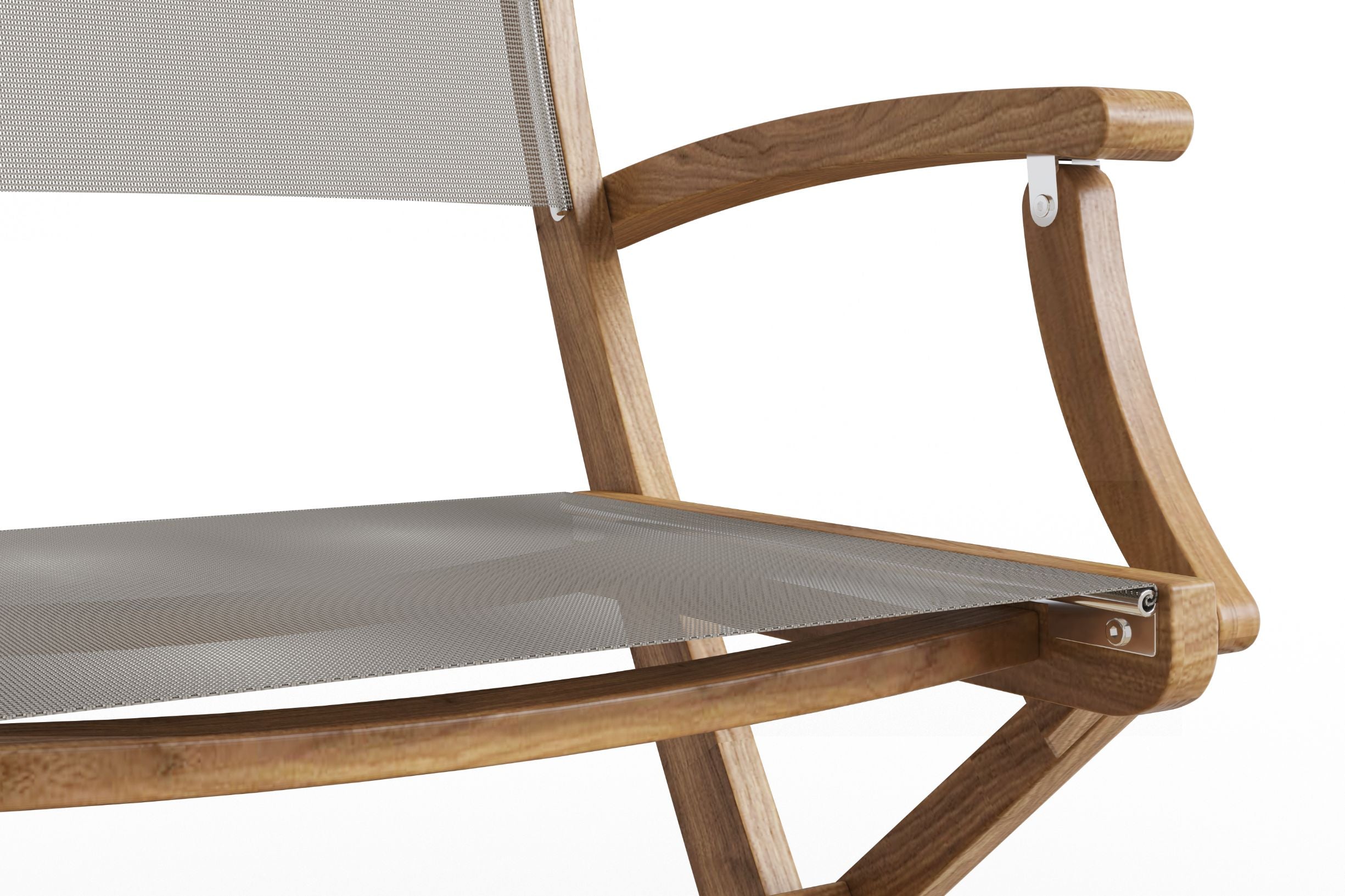 Curated MaisonFurniture Lucas Teak Outdoor Folding Armchair in Textilene Fabric