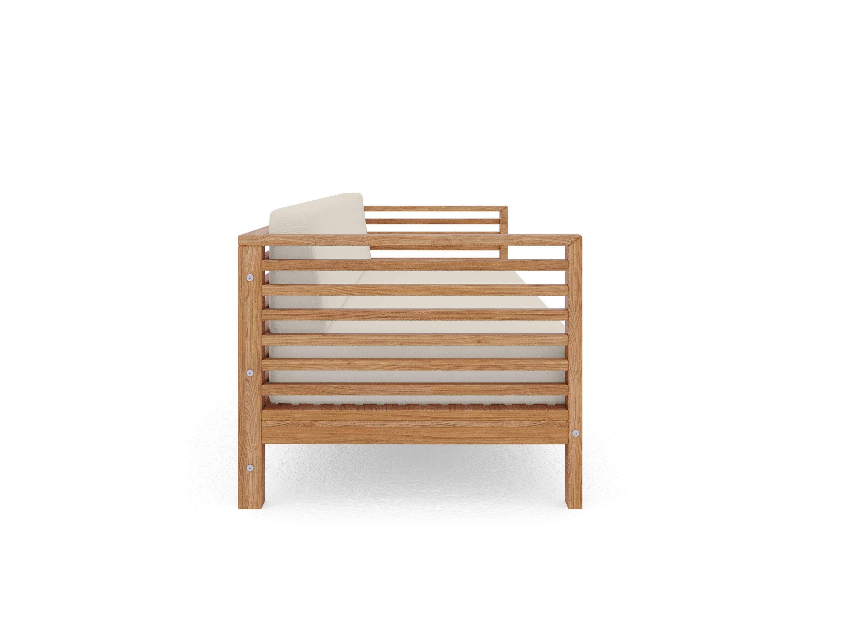Curated Maison Furniture Sylvie 3 Person Teak Outdoor Sofa with Sunbrella Cushions