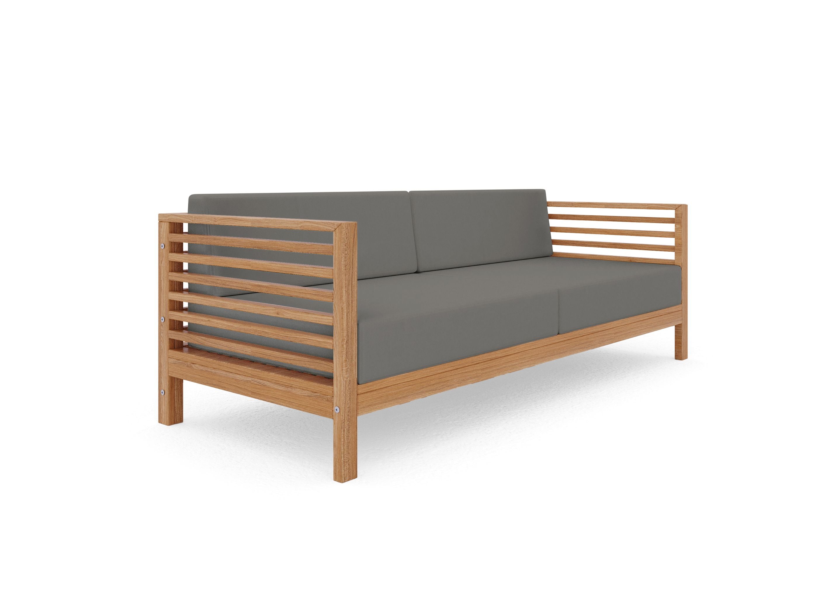 Curated Maison Furniture Sylvie 3 Person Teak Outdoor Sofa with Sunbrella Cushions