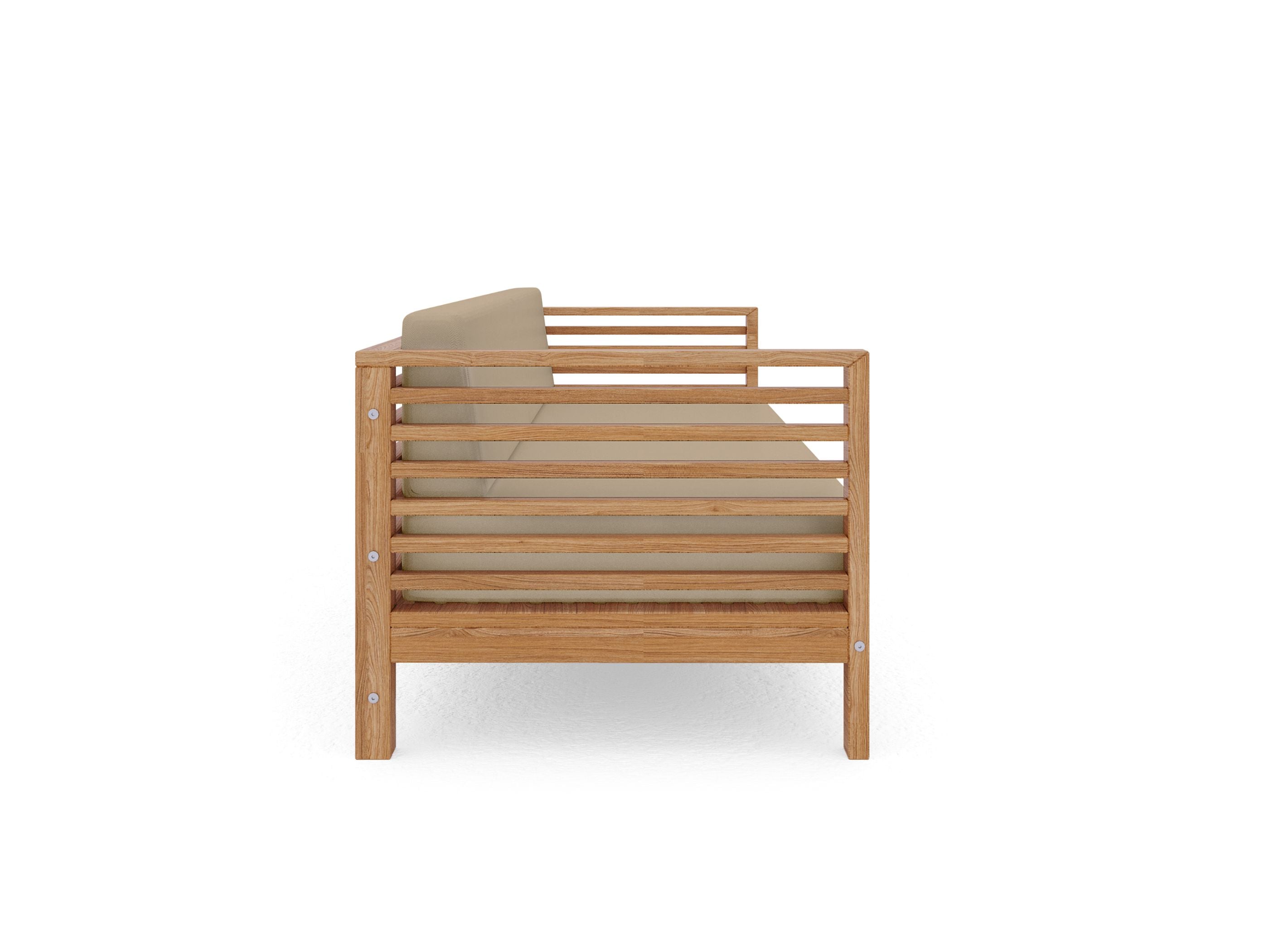 Curated Maison Furniture Sylvie 3 Person Teak Outdoor Sofa with Sunbrella Cushions