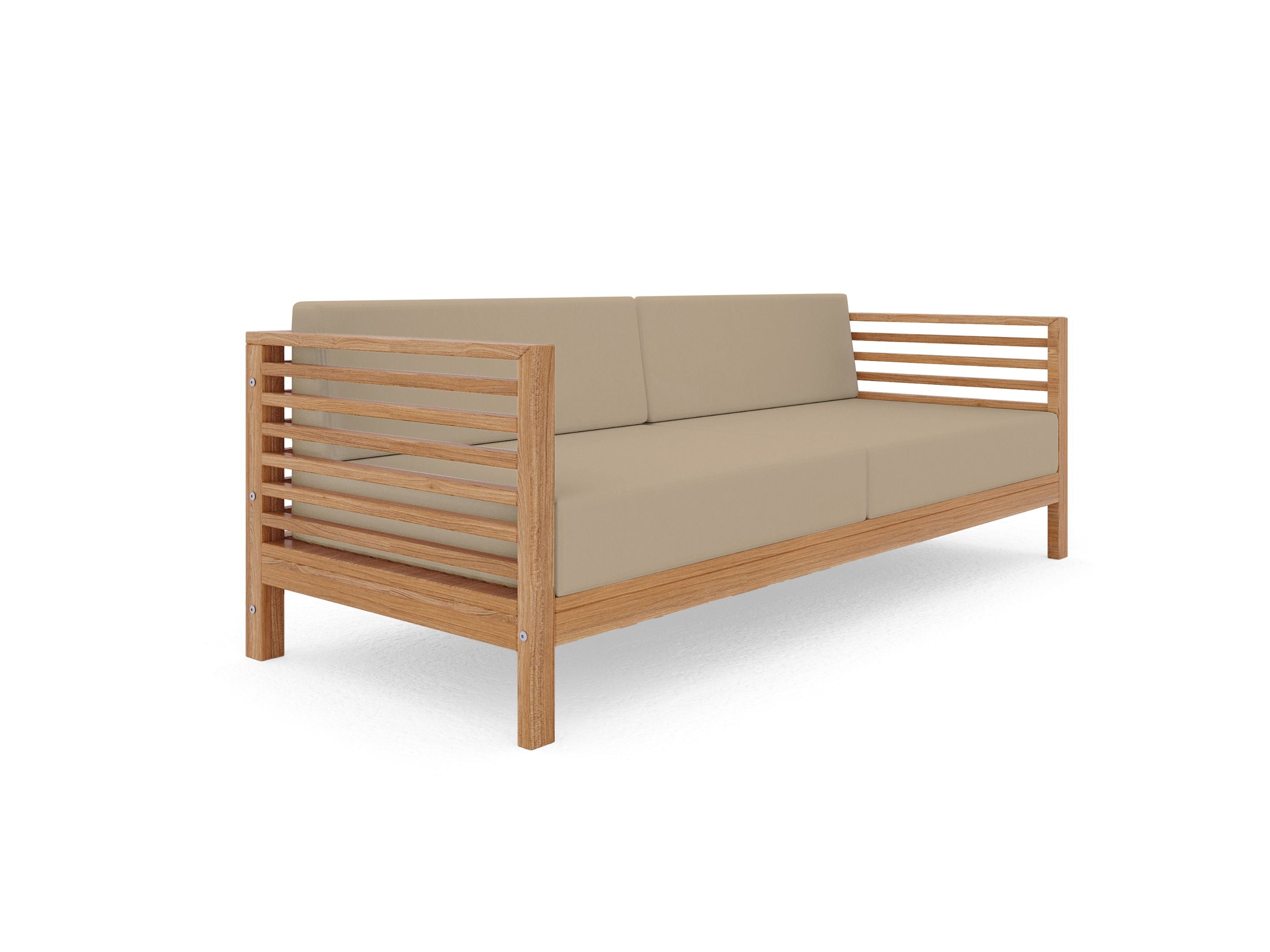 Curated Maison Furniture Sylvie 3 Person Teak Outdoor Sofa with Sunbrella Cushions