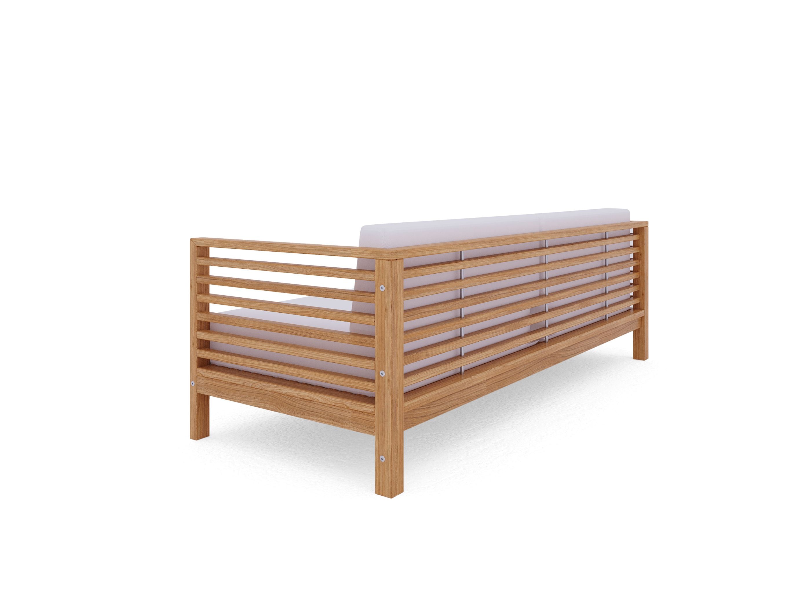 Curated Maison Furniture Sylvie 3 Person Teak Outdoor Sofa with Sunbrella Cushions