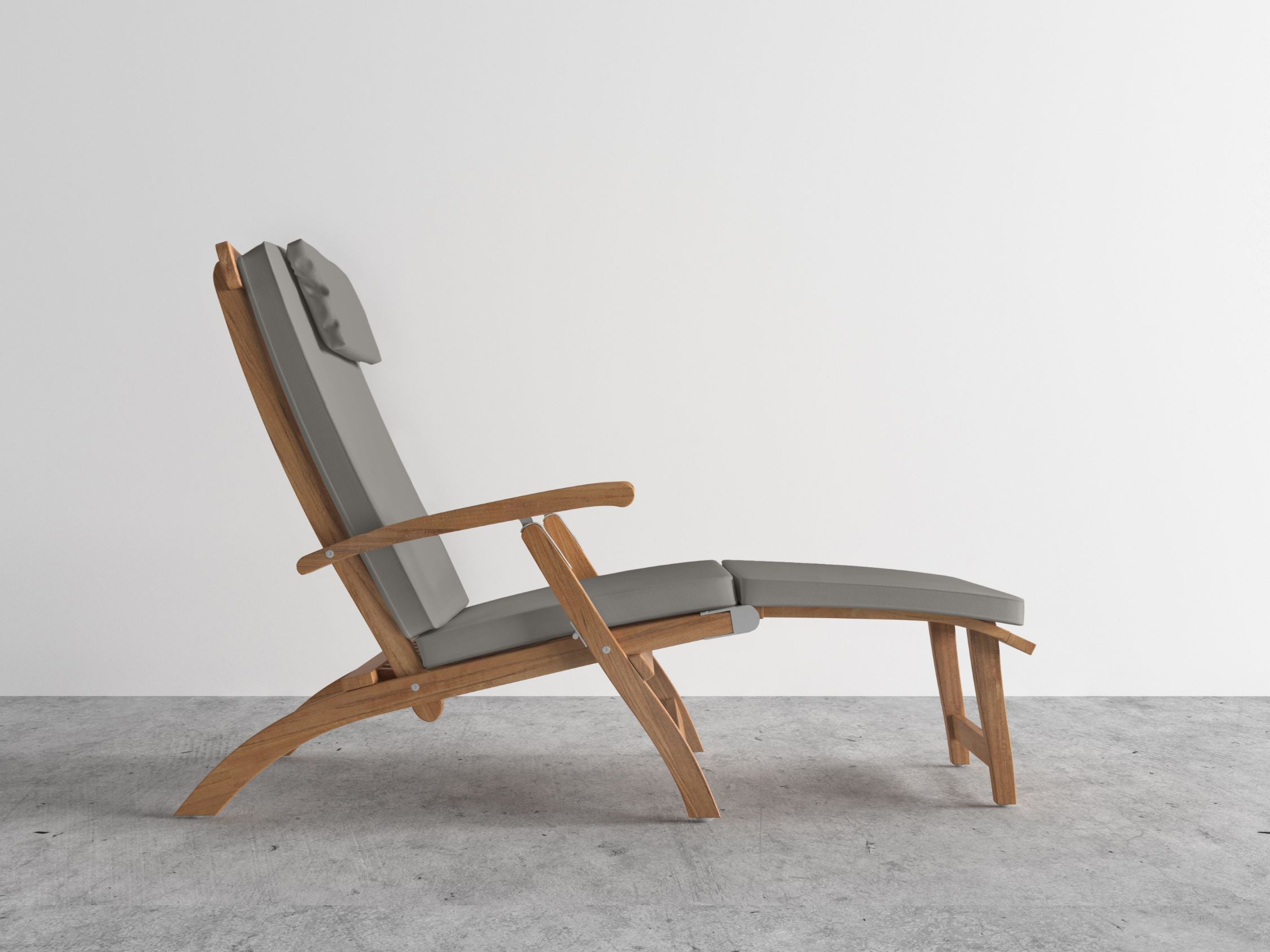 Curated MaisonFurniture Adelle Teak Folding Steamer Outdoor Deck Chair Lounge