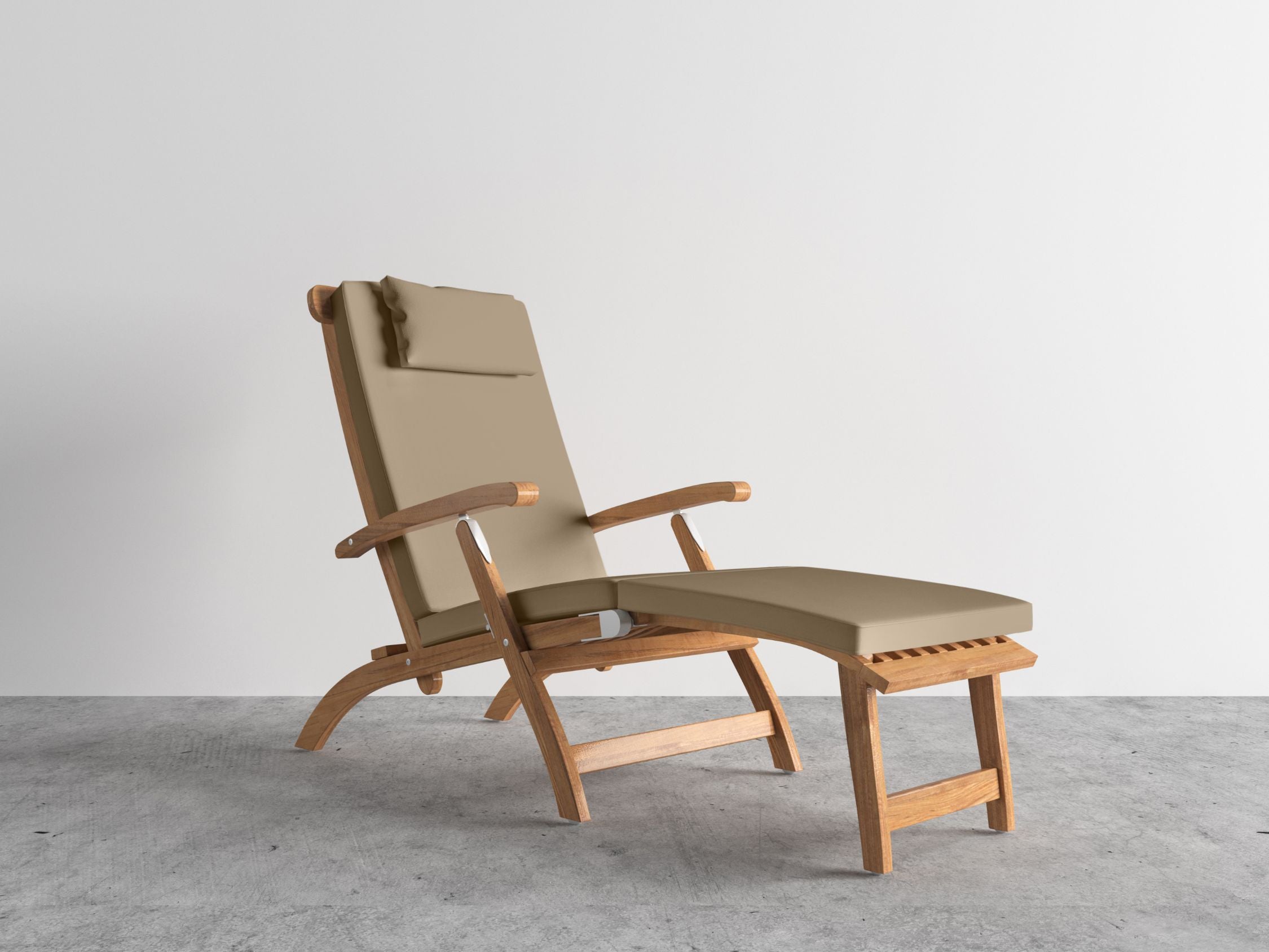 Curated MaisonFurniture Adelle Teak Folding Steamer Outdoor Deck Chair Lounge