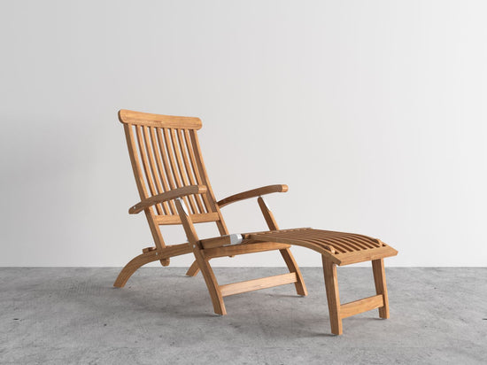 Curated MaisonFurniture Adelle Teak Folding Steamer Outdoor Deck Chair Lounge