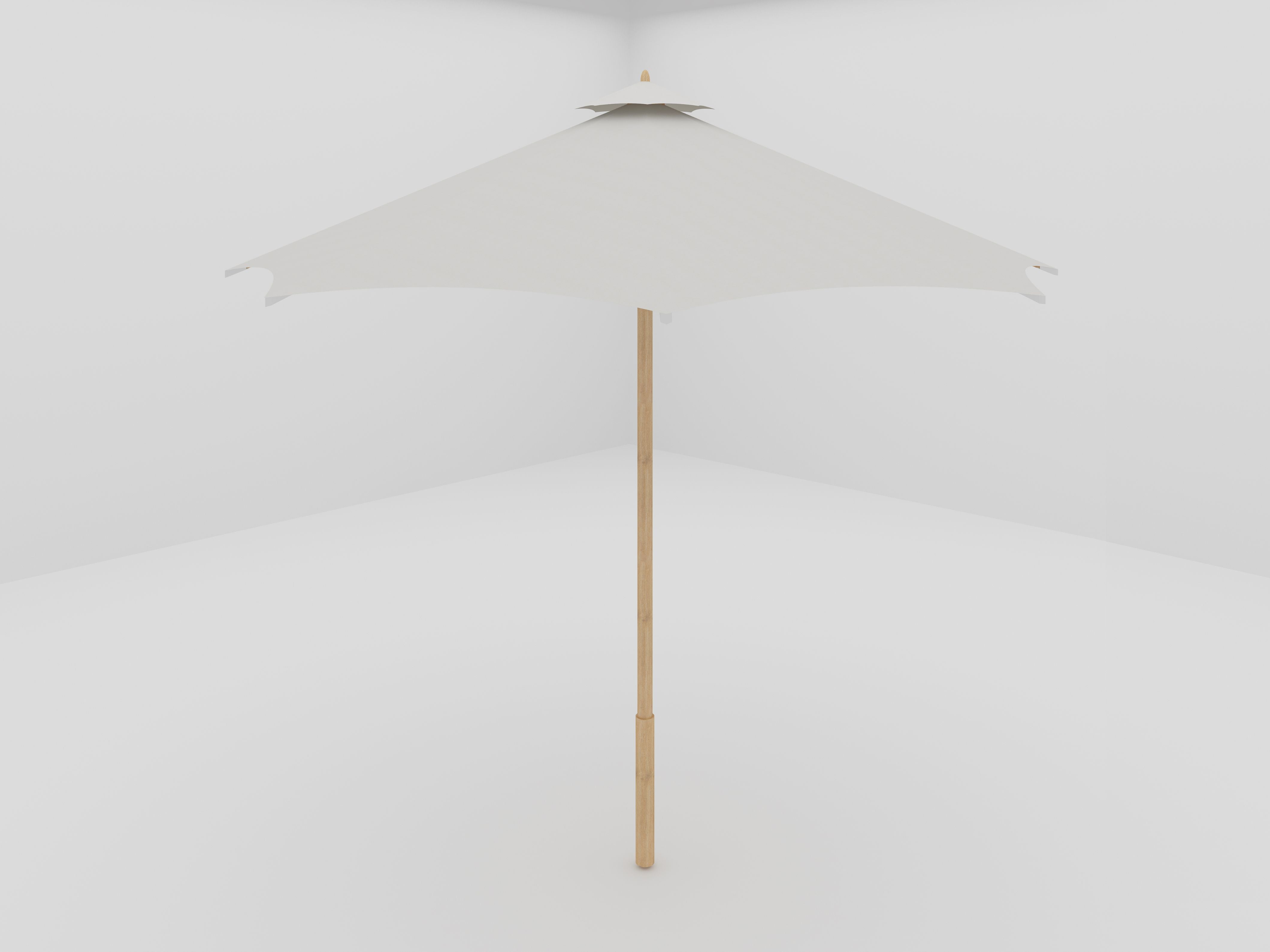 Curated Maison Furniture Marche 118 Diameter Teak Outdoor Umbrella in White