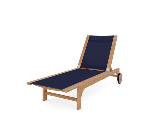 Curated MaisonFurniture Elie Teak Outdoor Reclining Sun Lounger with Wheels