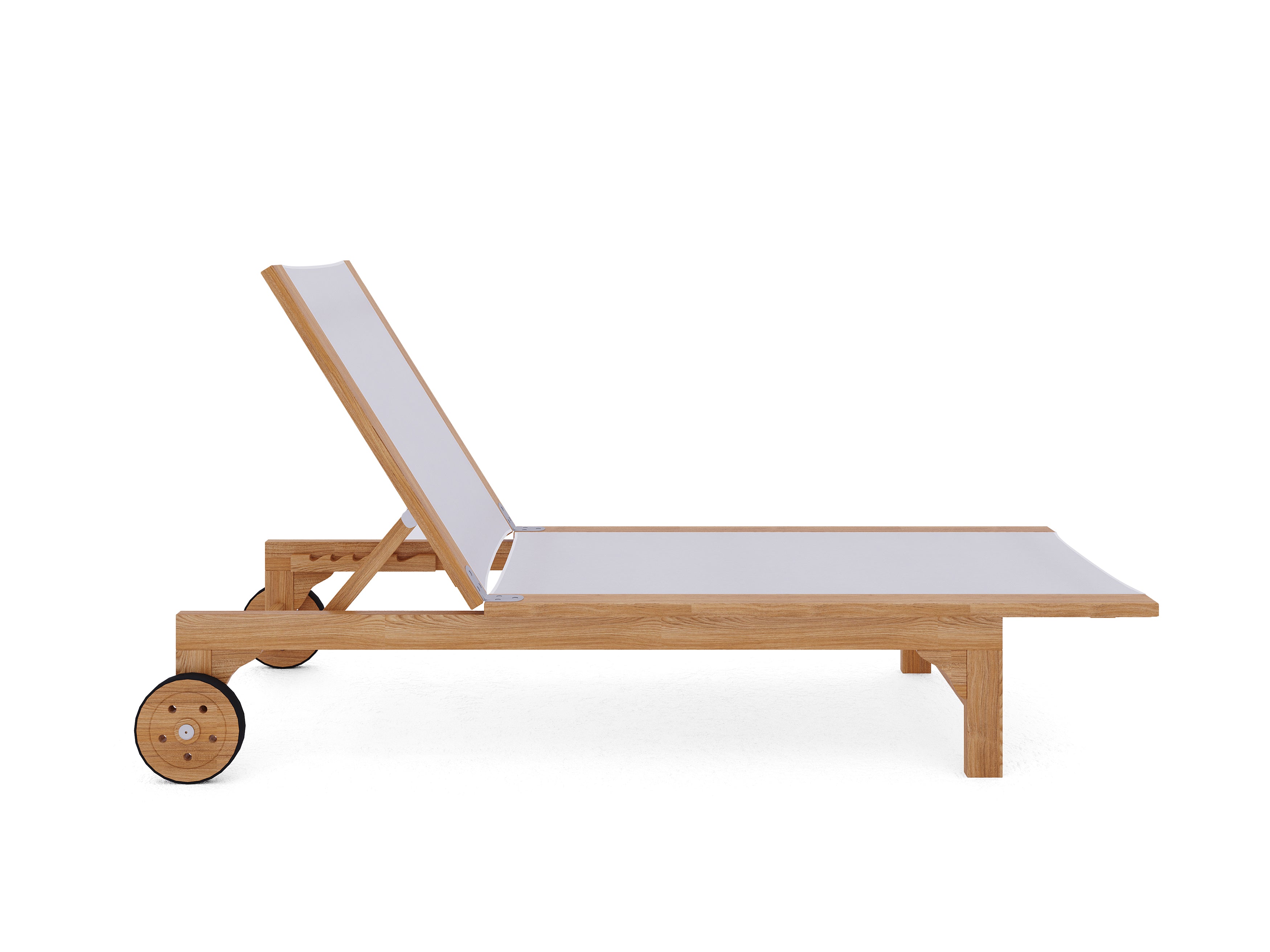 Curated MaisonFurniture Elie Teak Outdoor Reclining Sun Lounger with Wheels
