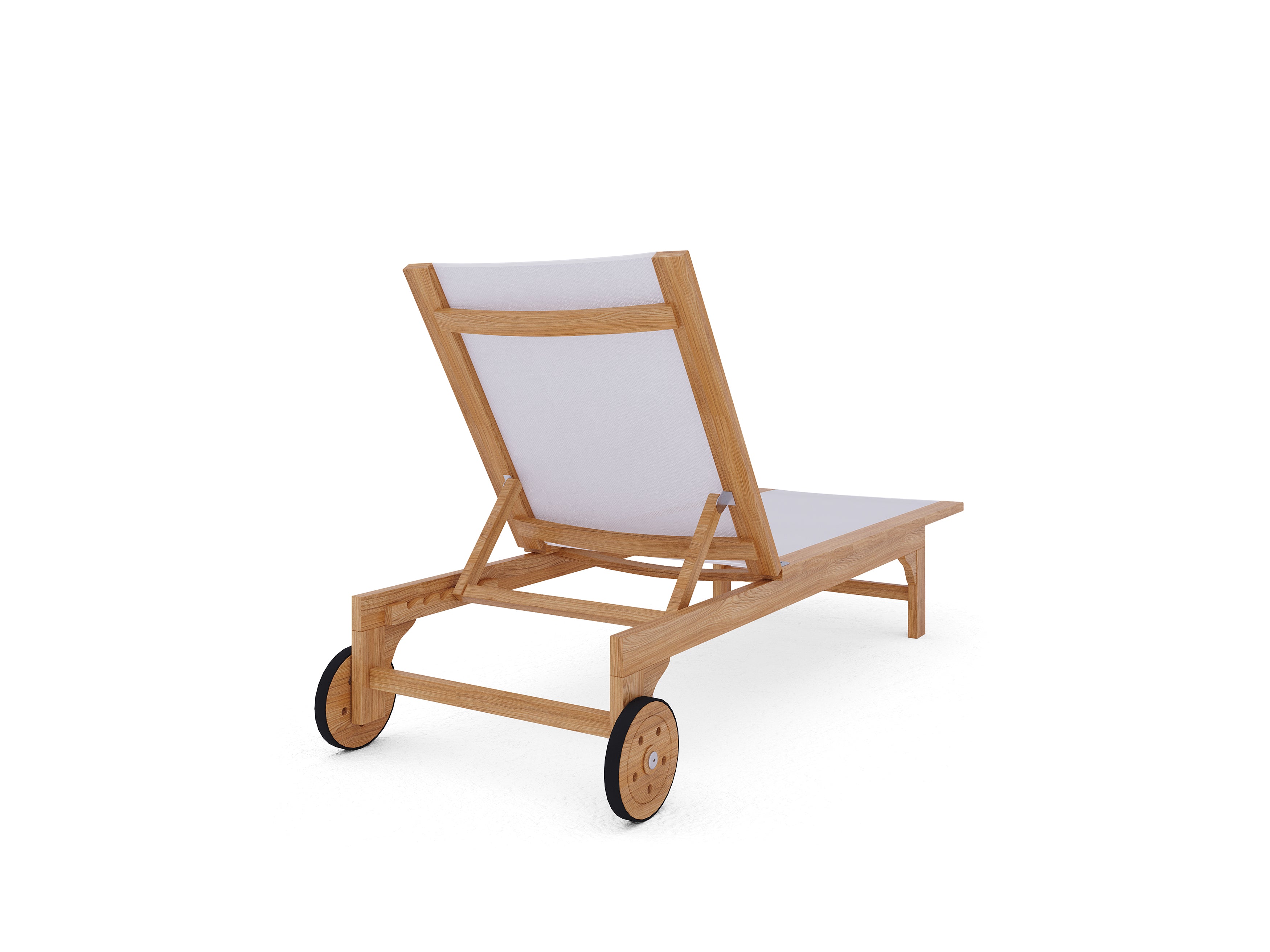 Curated MaisonFurniture Elie Teak Outdoor Reclining Sun Lounger with Wheels