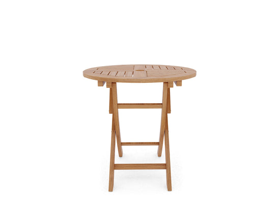 Curated MaisonFurniture Lydie Round Teak Folding Outdoor Dining Table with Umbrella Hole