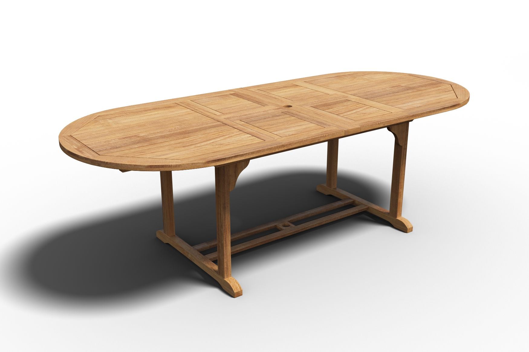 Curated MaisonFurniture Amelie Oval Teak Outdoor Dining Table with Built-In Extension