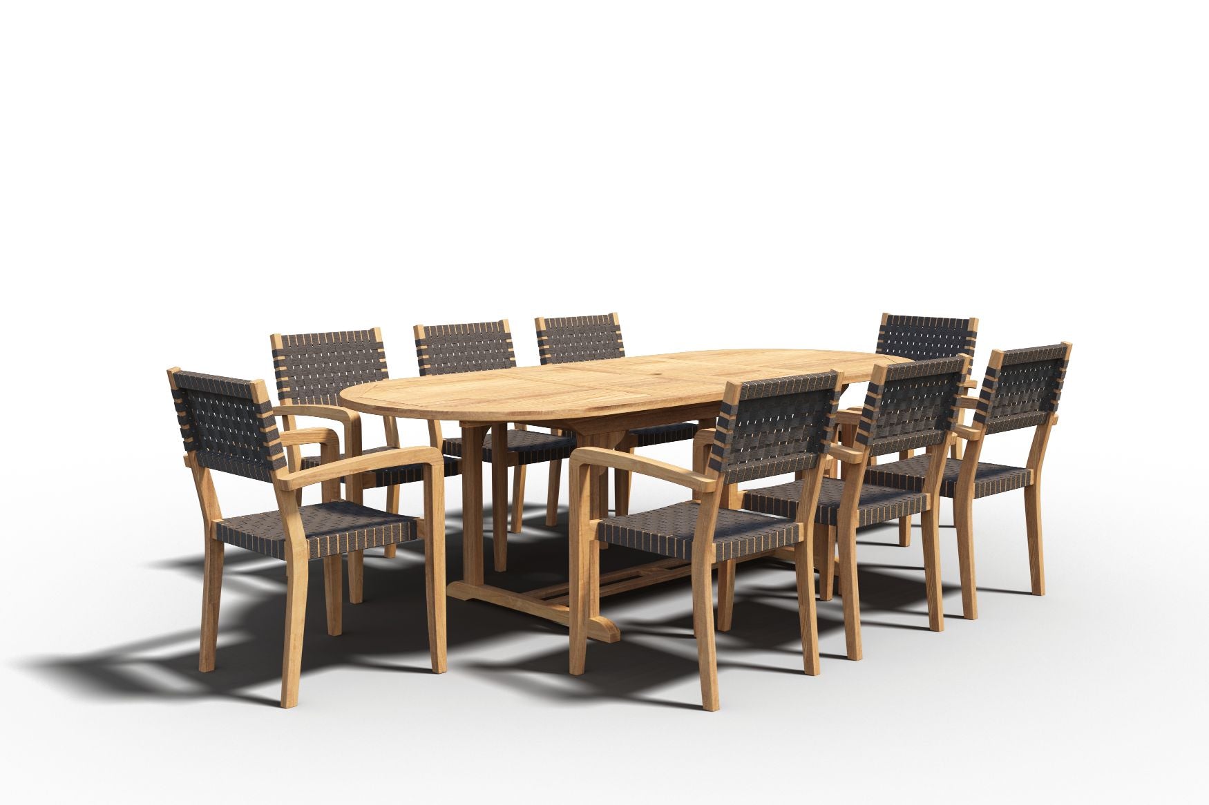 Curated MaisonFurniture Amelie Oval Teak Outdoor Dining Table with Built-In Extension