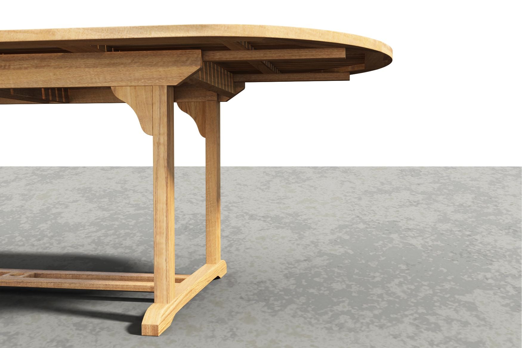 Curated MaisonFurniture Amelie Oval Teak Outdoor Dining Table with Built-In Extension
