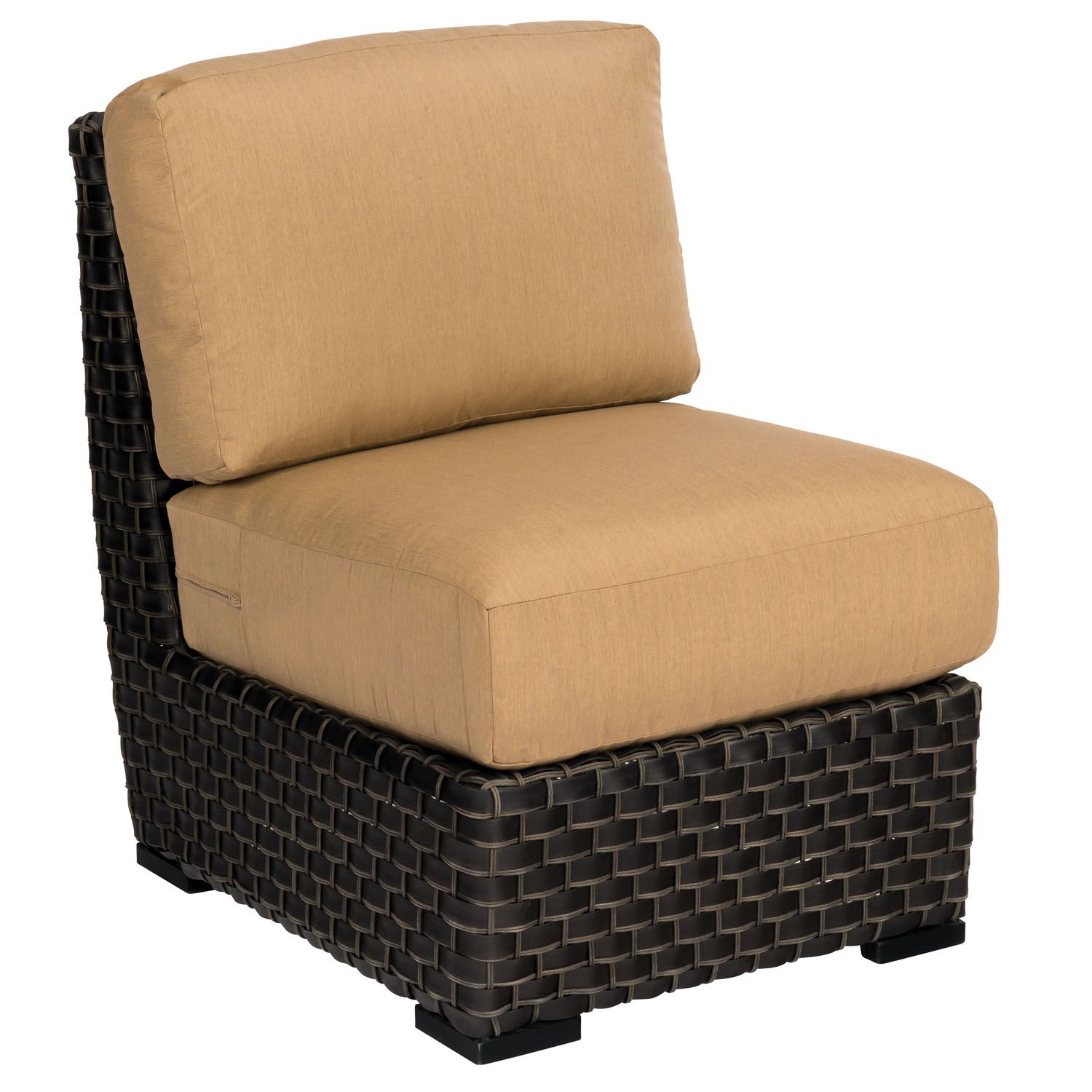 Woodard Cooper Armless Sectional Unit, Beach Bum Creamsicle (Grade A), Grade A Fabric, Garden Chairs, Sectional, Wicker, Cooper, Wicker, Square, 4 Legs, Outdoor