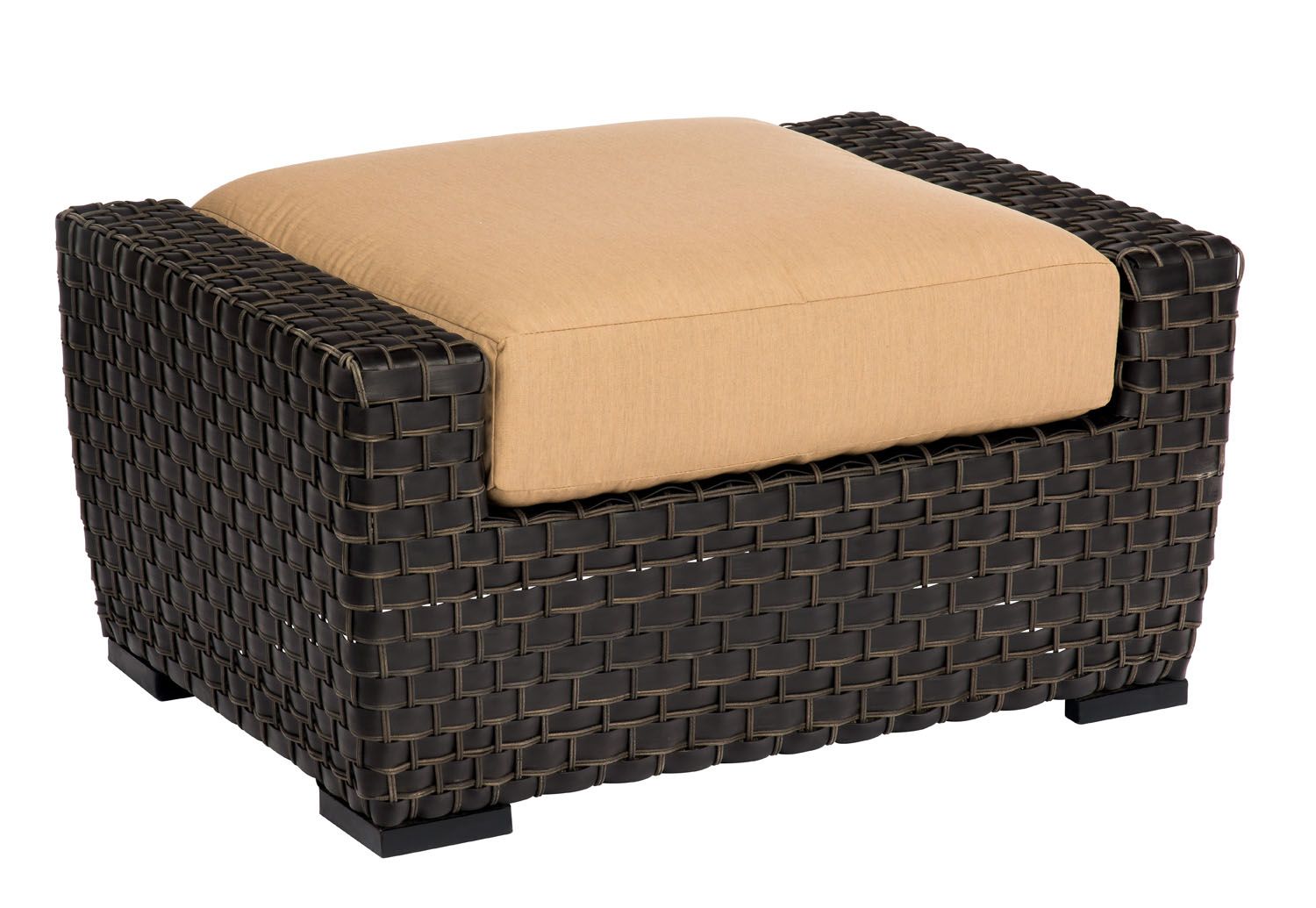 Woodard Cooper Ottoman, Beach Bum Creamsicle (Grade A), Grade A Fabric, Garden Chairs, Ottoman, Wicker, Cooper, Wicker, Square, 4 Legs, Outdoor