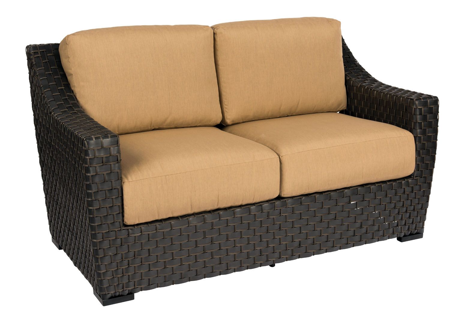 Woodard Cooper Love Seat, Beach Bum Creamsicle (Grade A), Grade A Fabric, Garden Chairs, Loveseat, Wicker, Cooper, Wicker, Rectangular, 4 Legs, Outdoor