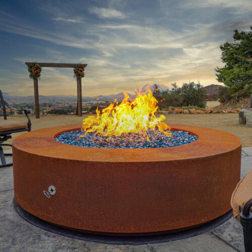 The Outdoor Plus 48" Unity Fire Pit - 18" Tall - Corten Steel