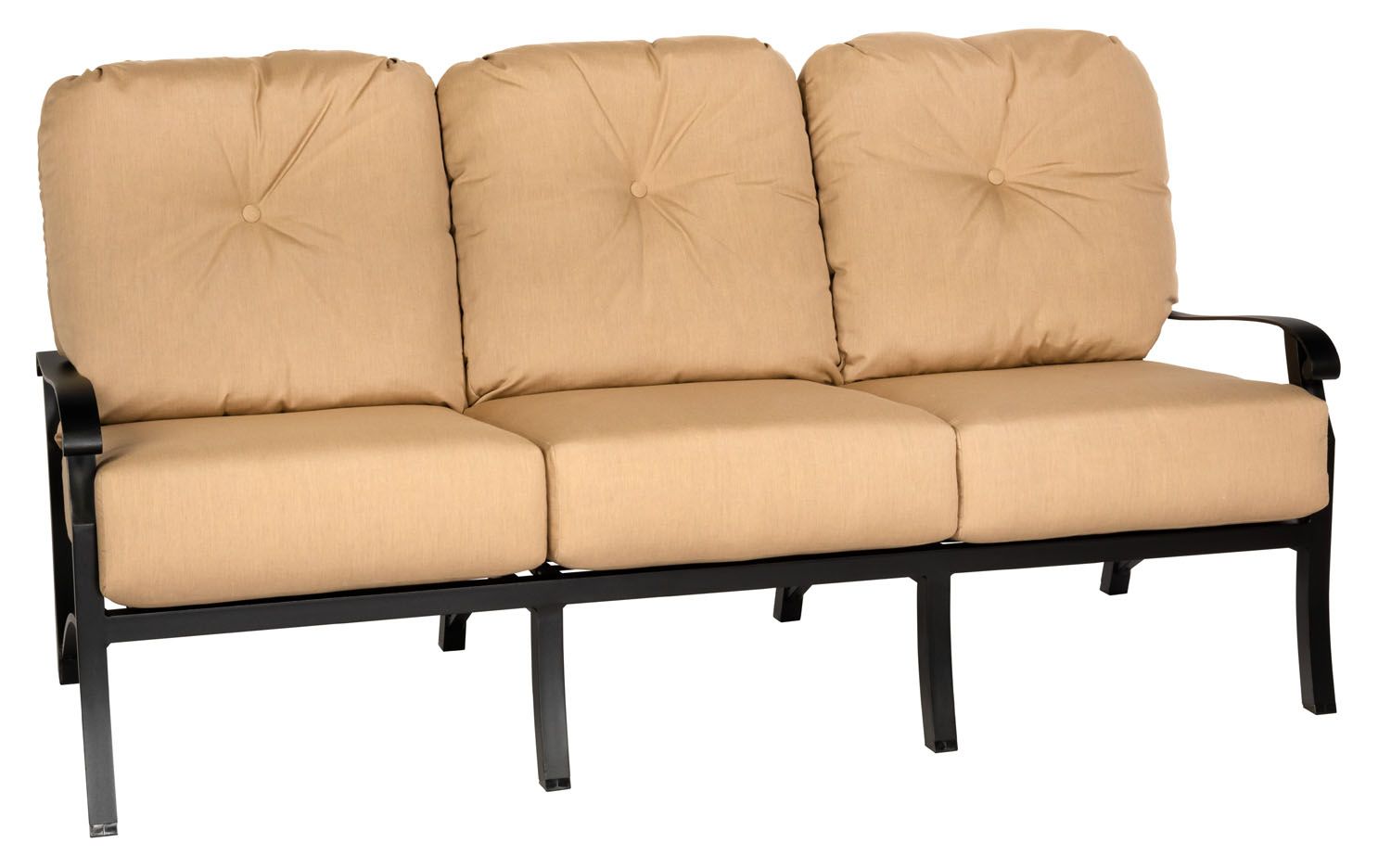 Woodard Cortland Cortland Cushion Sofa, Aged Teak, Beach Bum Creamsicle (Grade A), Grade A Fabric, Garden Chairs, Sofa, Cortland, Aluminum, Fabric, Sofas, Rectangular, Outdoor