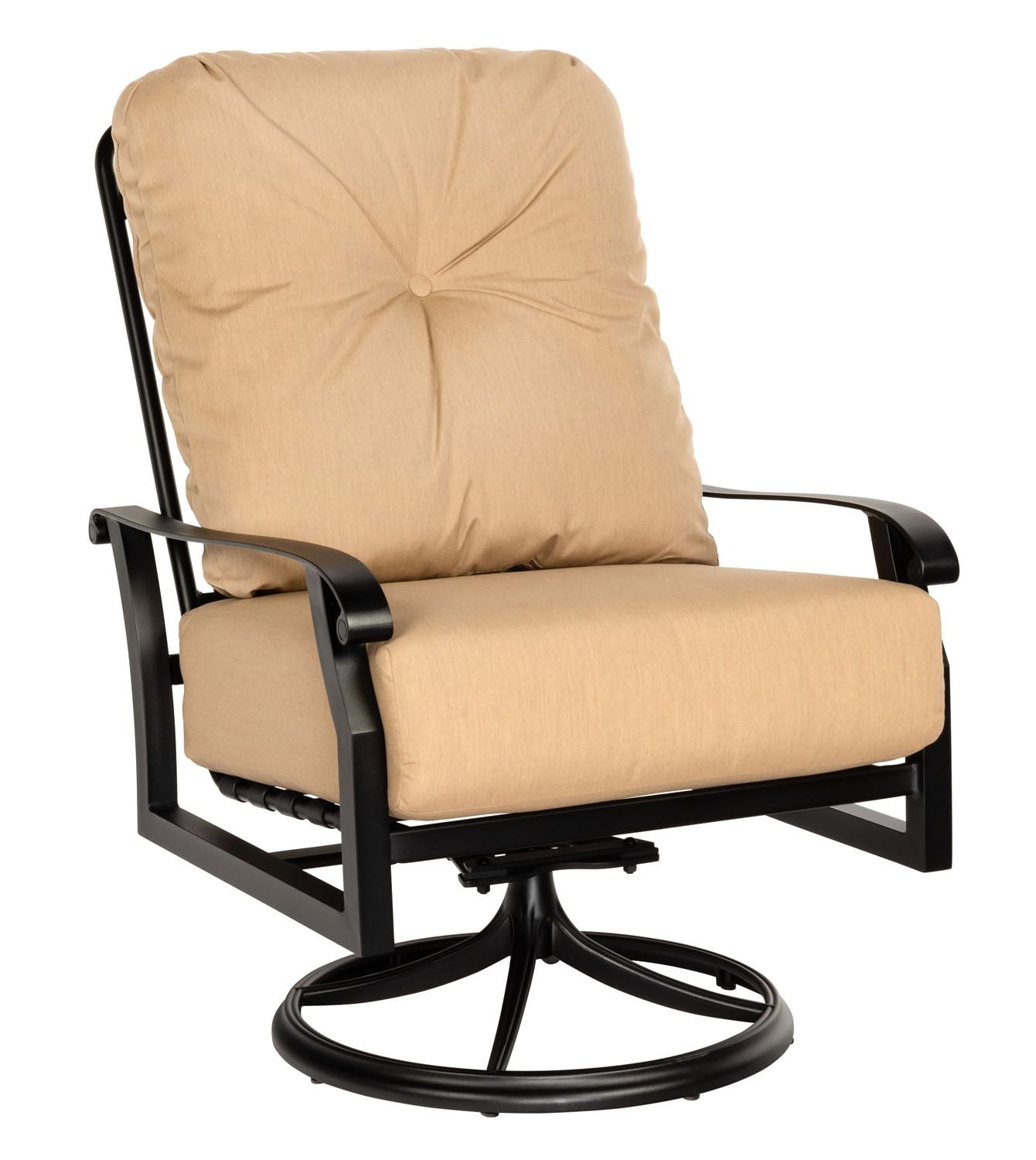 Woodard Cortland Cushion Big Man's Swivel Rocking Lounge Chair, Aged Teak, Beach Bum Creamsicle (Grade A), Grade A Fabric, Garden Chairs, Lounge Chairs, Cushion, Cortland, Aluminum, Fabric, Curved, Frame, Outdoor