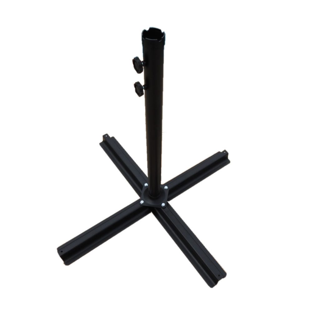 AZ Patio Heaters Offset Cantilever Umbrella with LED Lights in Tan with Cantilever Umbrella Base Set