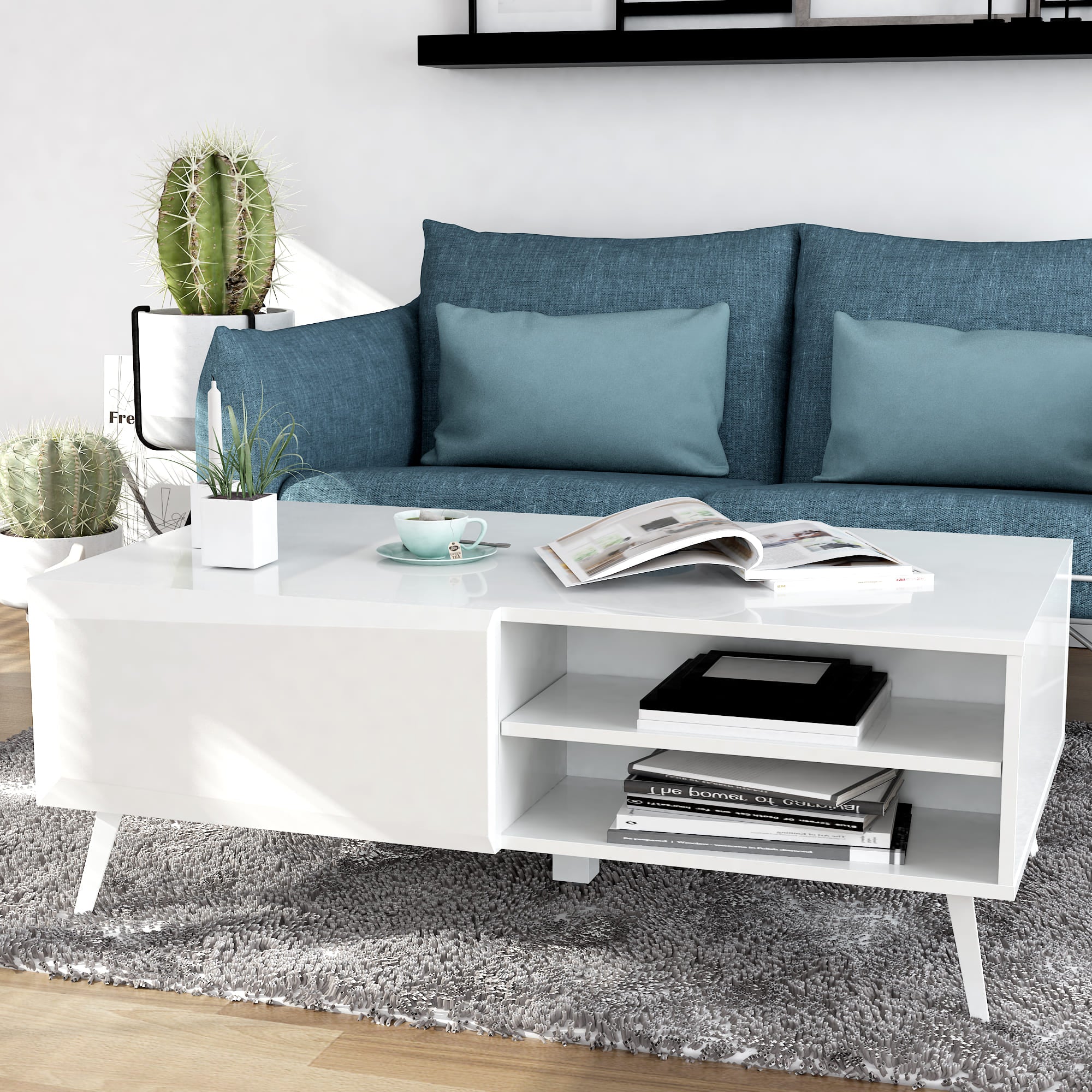 Anderson Teak Altus 43" Coffee Table Gloss White/Grey