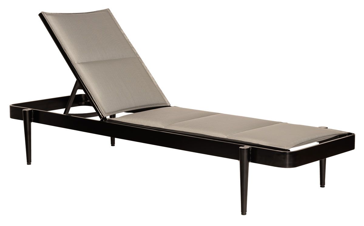 Woodard Daytona Padded Sling Chaise Lounge - Stackable, Aged Teak, Augustine Alloy (Grade A), Grade A Fabric, Garden Chairs, Chaises, Daytona, Aluminum, Wood, Chaise Lounge, Rectangular, Outdoor