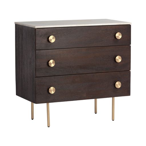 Sunpan Keely Dresser in White Marble-Dark Walnut
