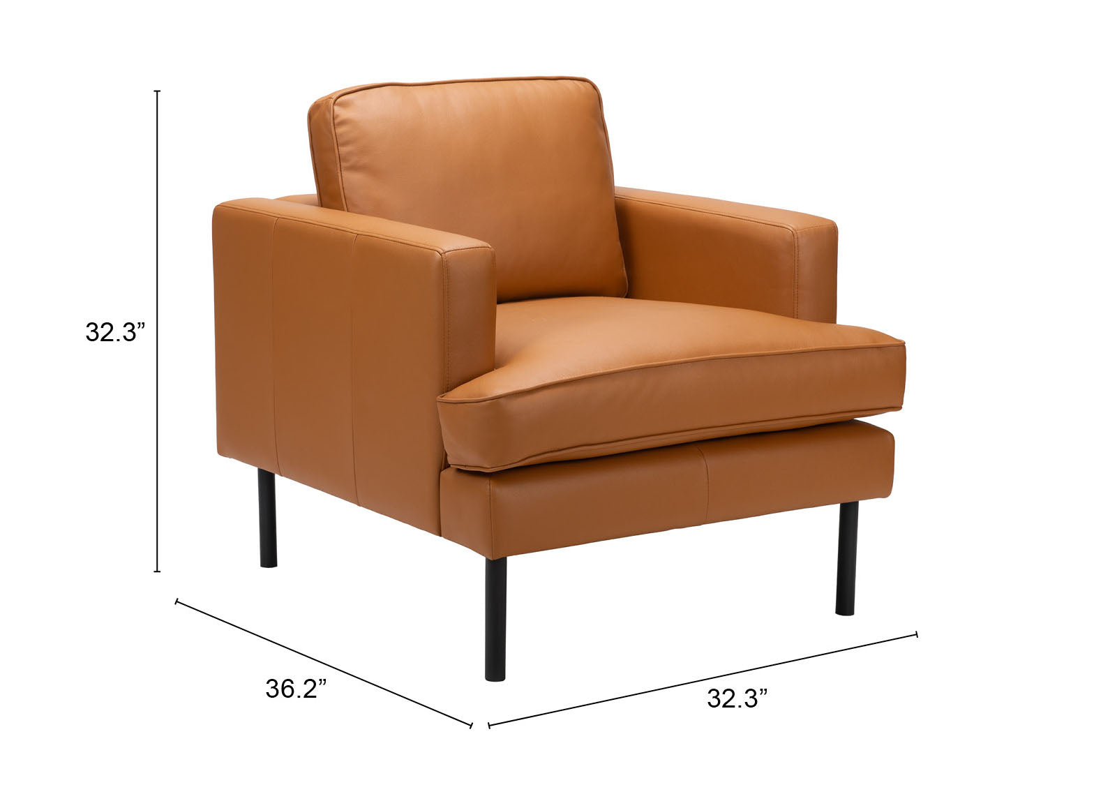 Zuo Modern Decade Armchair in Brown/Vintage Gray, Brown, Armchair, Plywood, Polyester, powder-coated Aluminum, L-Shaped, 4 Legs, Indoor