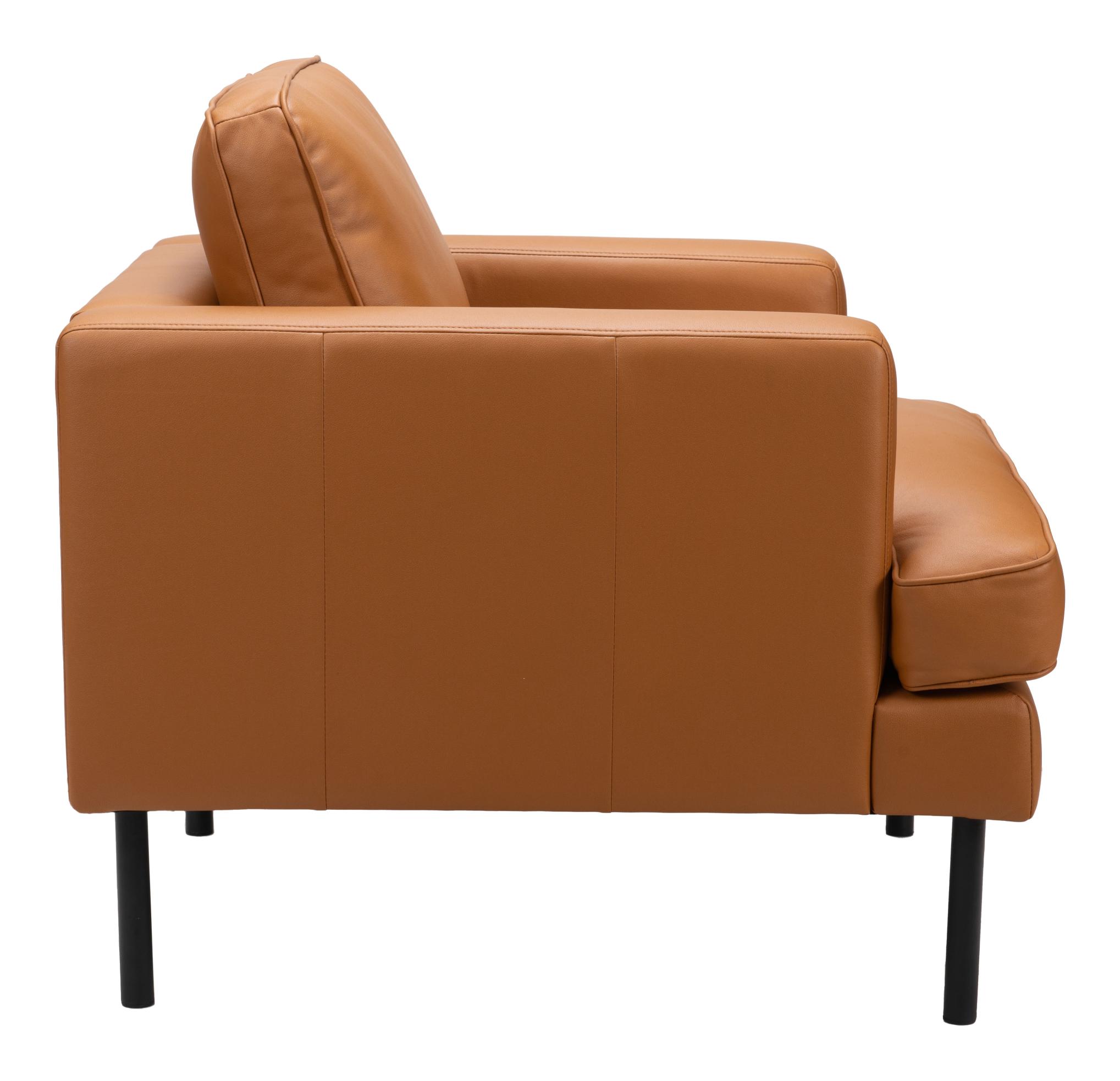 Zuo Modern Decade Armchair in Brown/Vintage Gray, Brown, Armchair, Plywood, Polyester, powder-coated Aluminum, L-Shaped, 4 Legs, Indoor