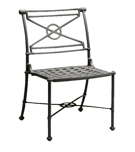 Woodard Delphi Dining Side Chair with Optional Cushion, Aged Teak, No Cushion, Grade A Fabric, Garden Chairs, Side Chairs, Delphi, Aluminum, Fabric, Side Chairs, Curved, Outdoor