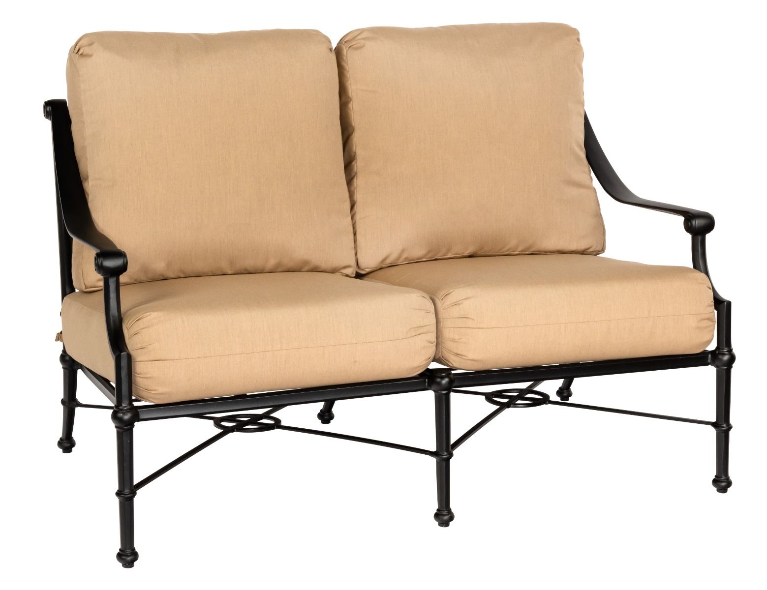 Woodard Delphi Love Seat, Aged Teak, Beach Bum Creamsicle (Grade A), Grade A Fabric, Garden Chairs, Loveseat, Delphi, Aluminum, Fabric, Loveseats, Rectangular, Outdoor