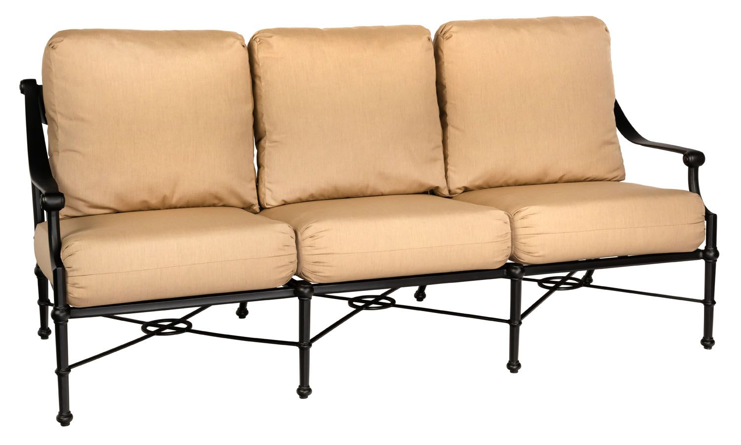 Woodard Delphi Sofa, Aged Teak, Beach Bum Creamsicle (Grade A), Grade A Fabric, Garden Chairs, Sofa, Delphi, Aluminum, Fabric, Sofas, Rectangular, Outdoor