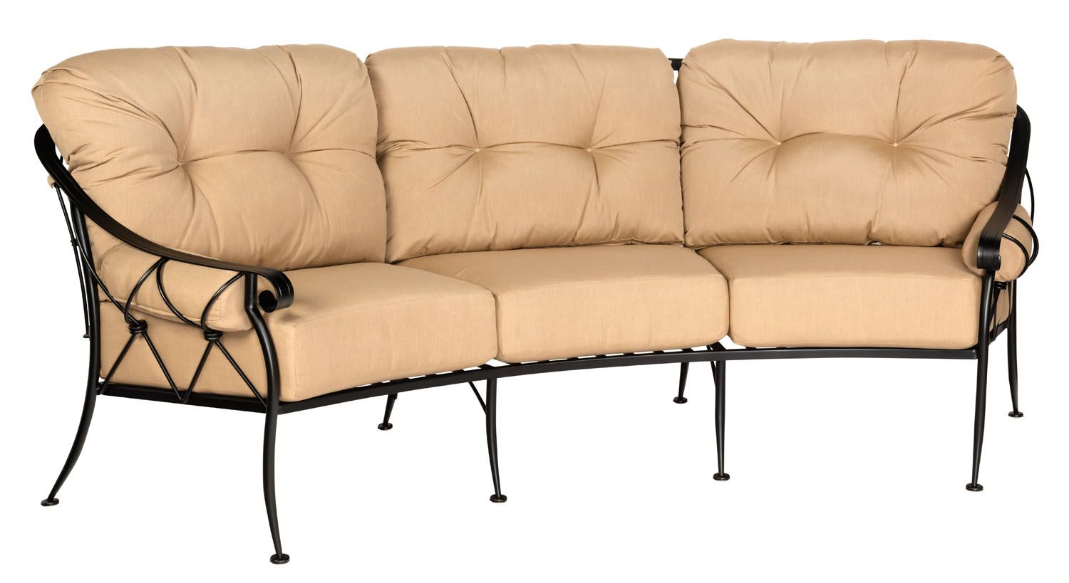 Woodard Derby Crescent Sofa, Aged Teak, Beach Bum Creamsicle (Grade A), Grade A Fabric, Garden Chairs, Sofa, Derby, Aluminum, Fabric, Sofas, Curved, Outdoor