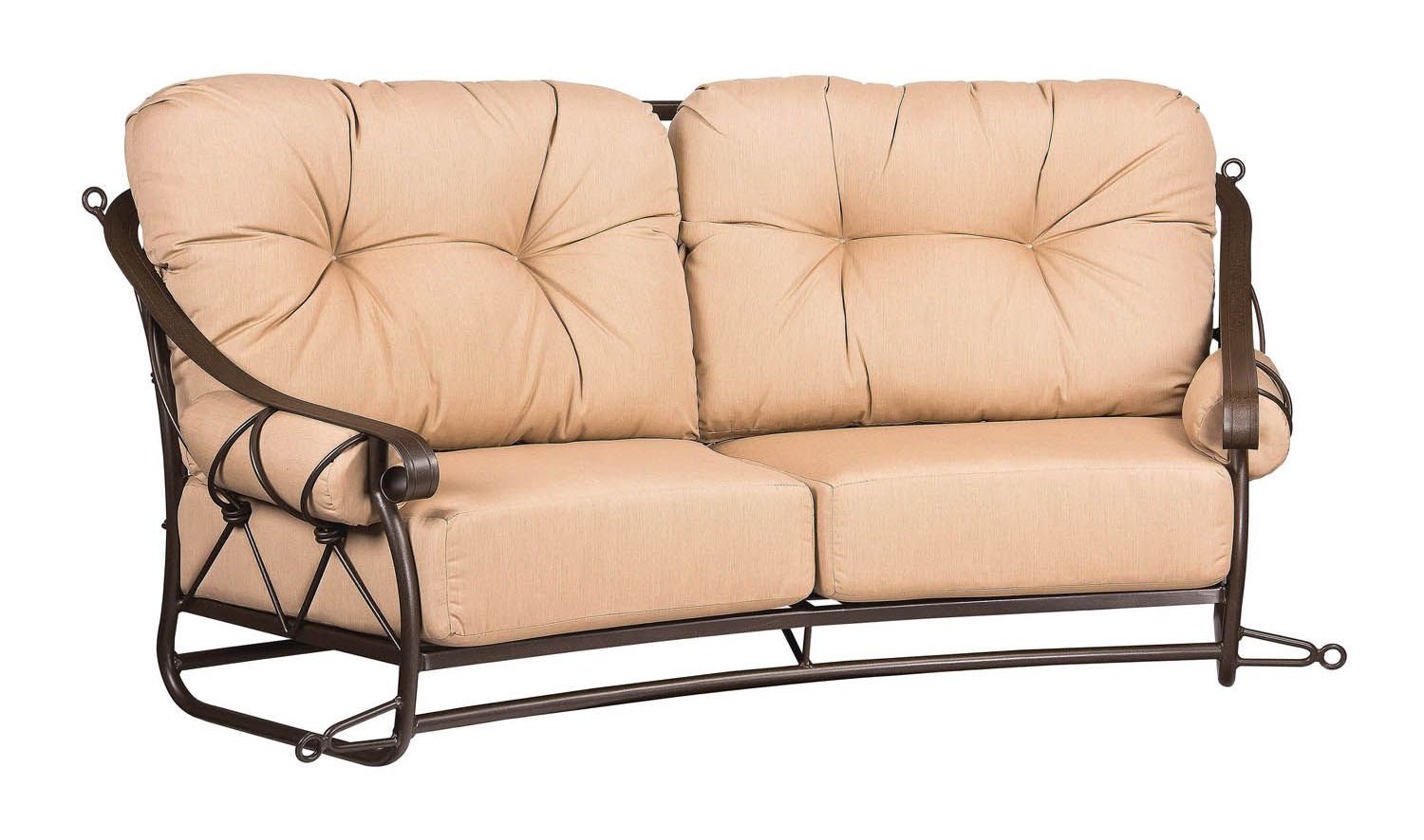 Woodard Derby Swing, Aged Teak, Beach Bum Creamsicle (Grade A), Grade A Fabric, Garden Chairs, Sofa, Derby, Iron, Swing sofa, Curved, Outdoor