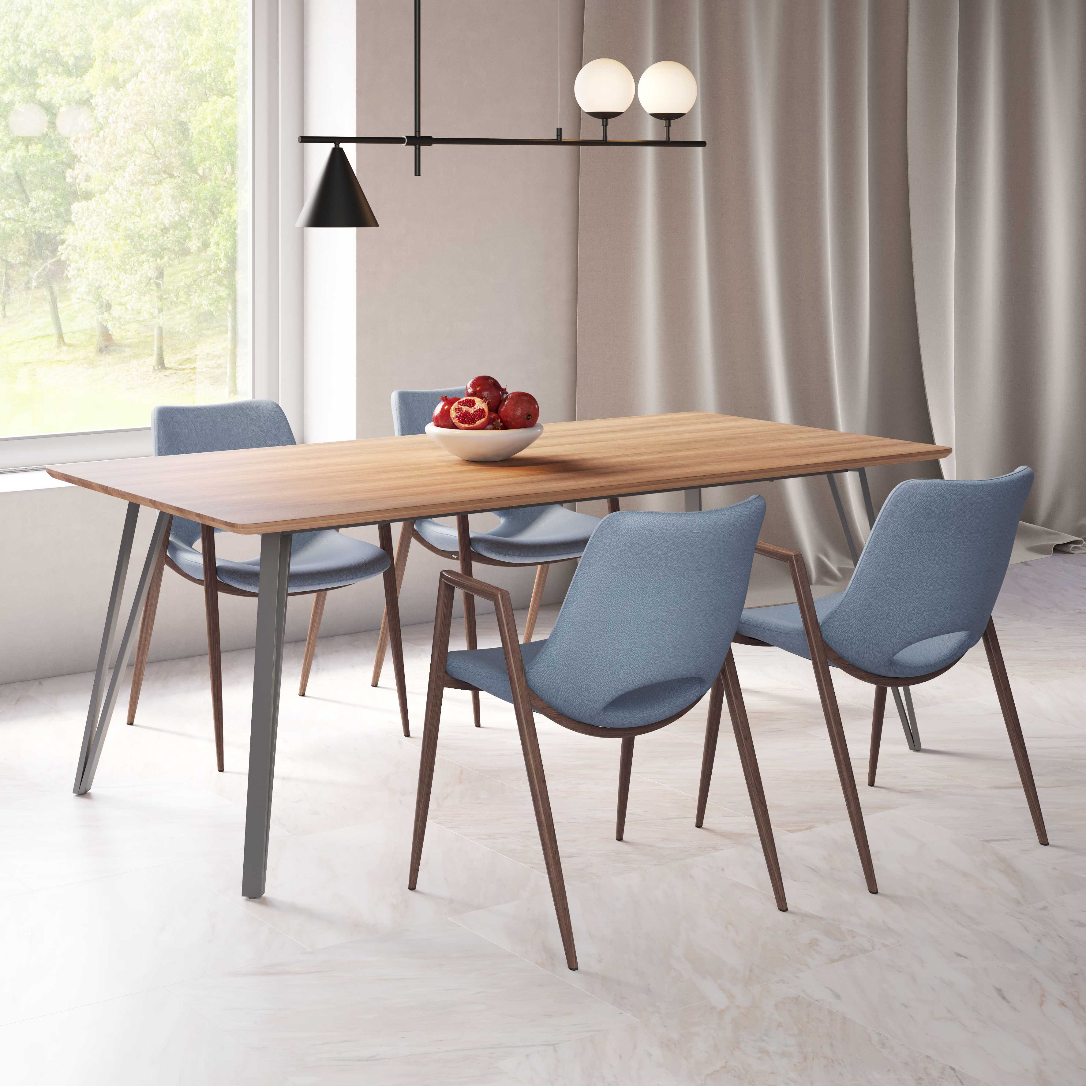 Zuo Modern Desi Dining Chair in Black & Walnut/Azure Gray & Walnut/Beige & Walnut