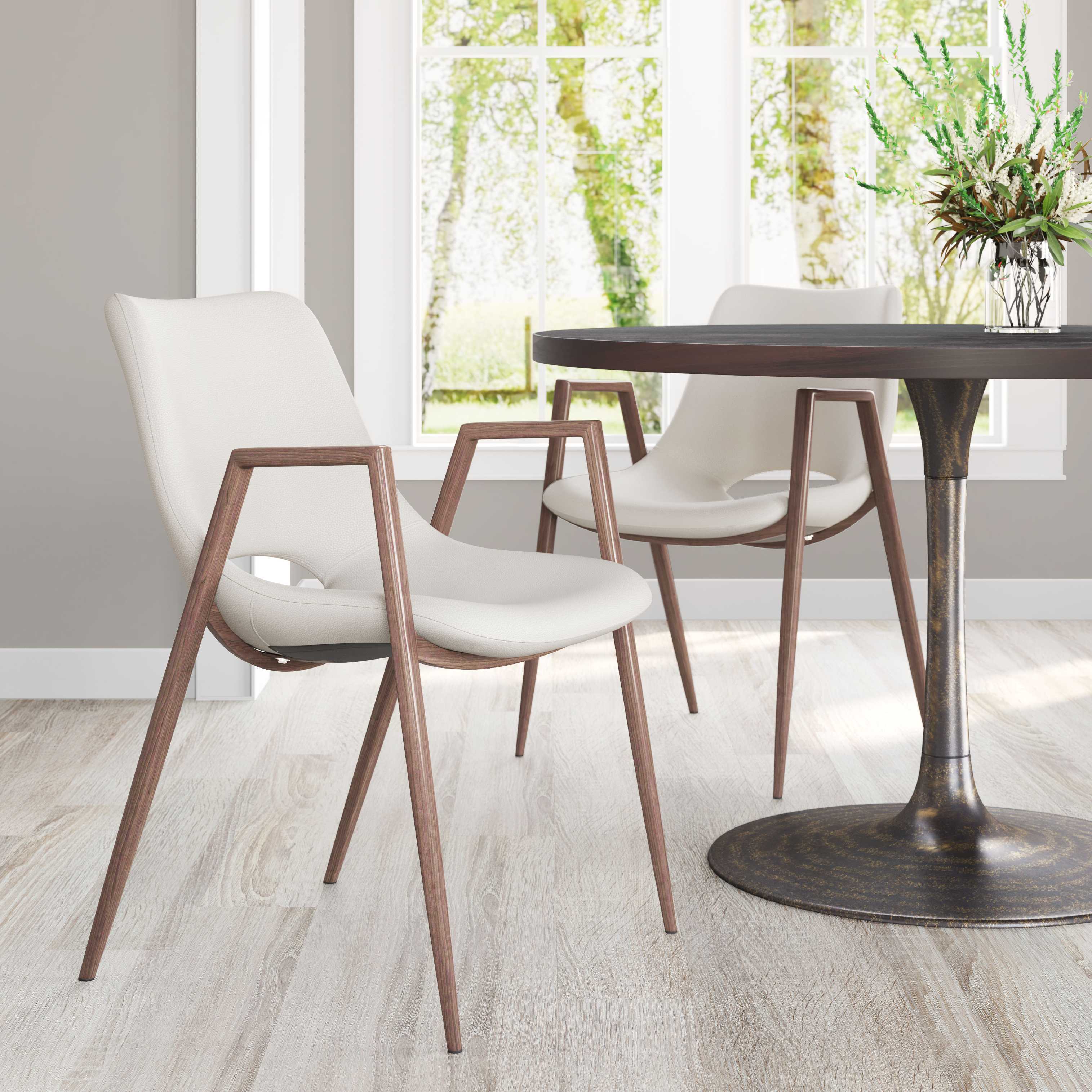 Zuo Modern Desi Dining Chair in Black & Walnut/Azure Gray & Walnut/Beige & Walnut