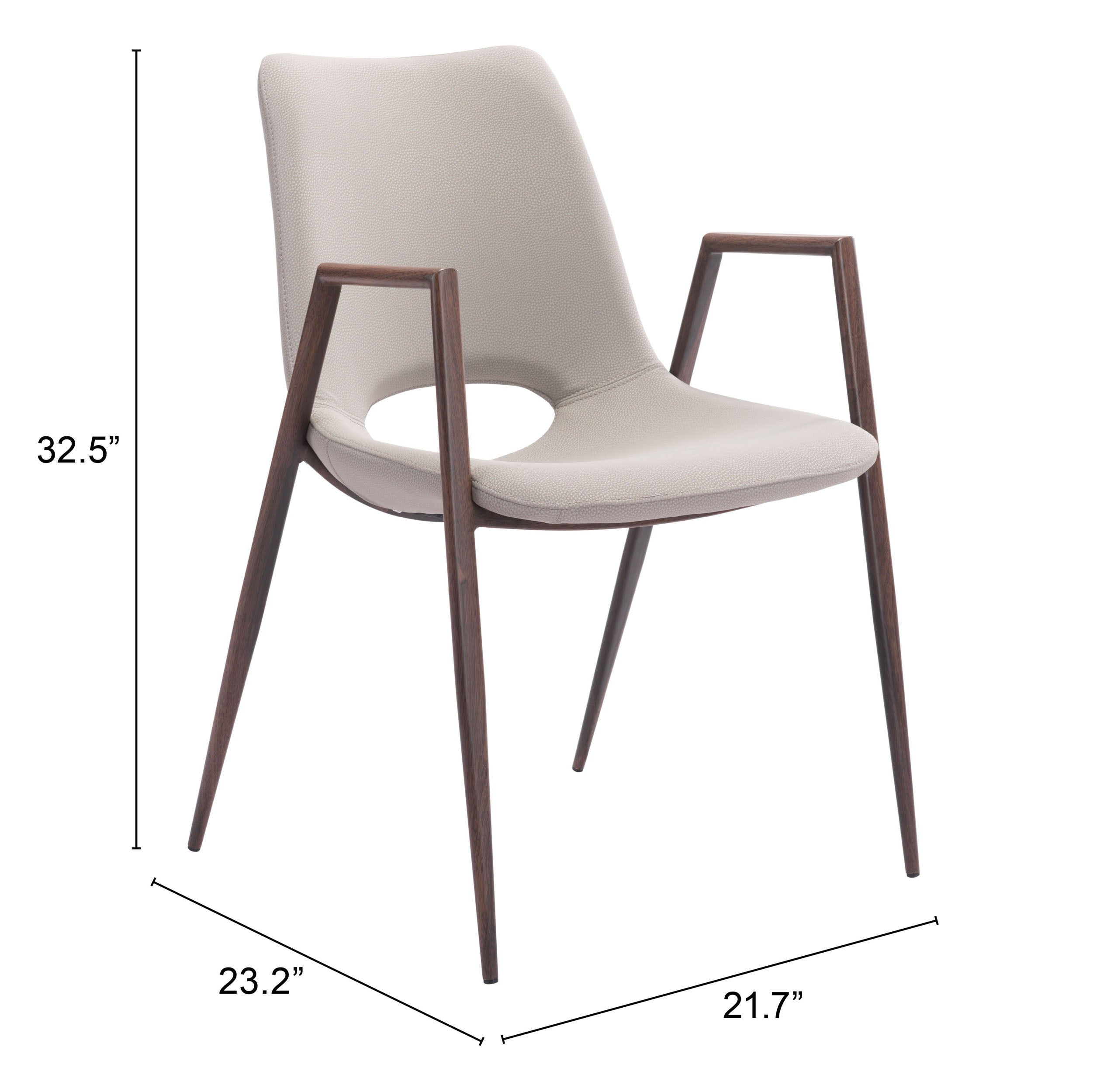 Zuo Modern Desi Dining Chair in Black & Walnut/Azure Gray & Walnut/Beige & Walnut