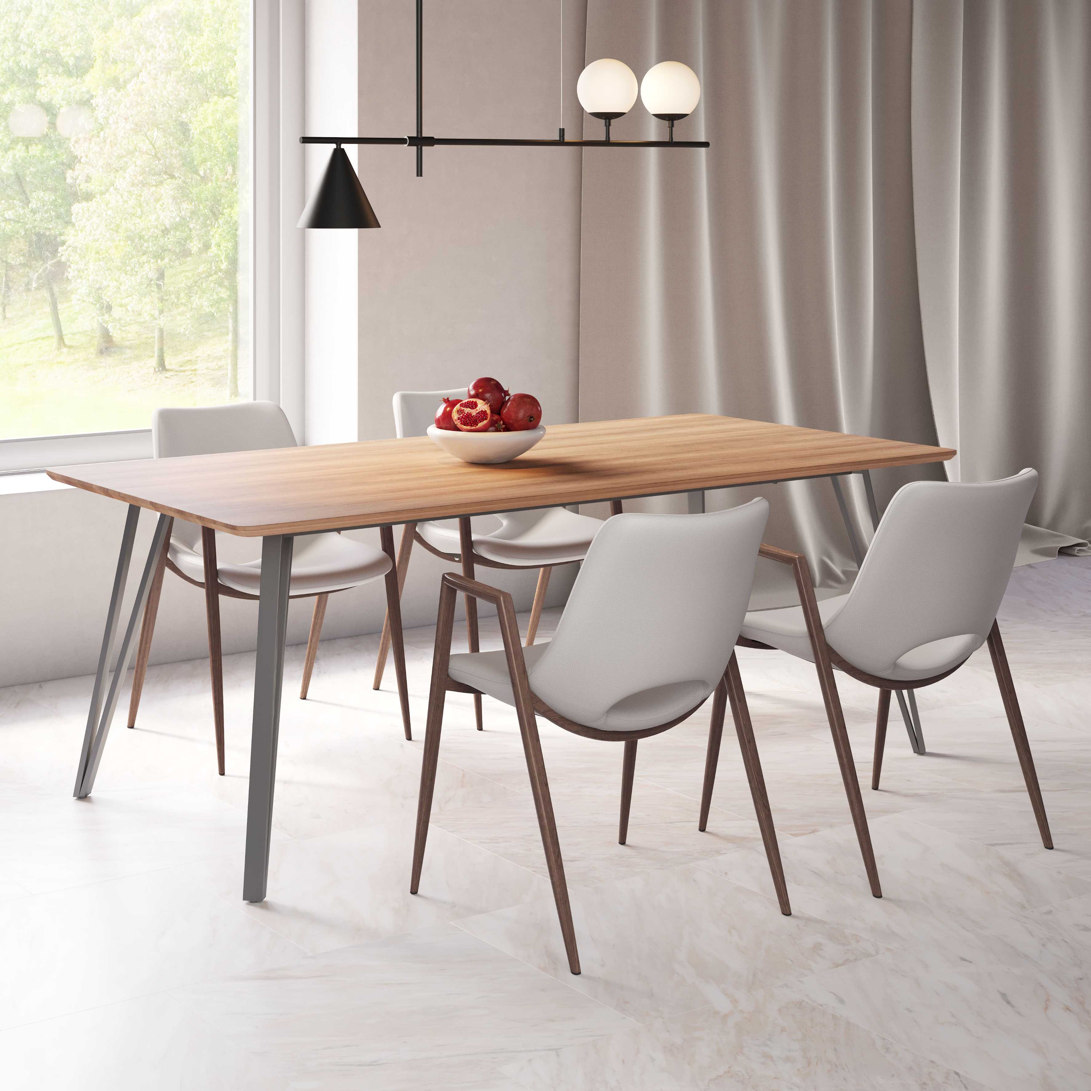 Zuo Modern Desi Dining Chair in Black & Walnut/Azure Gray & Walnut/Beige & Walnut
